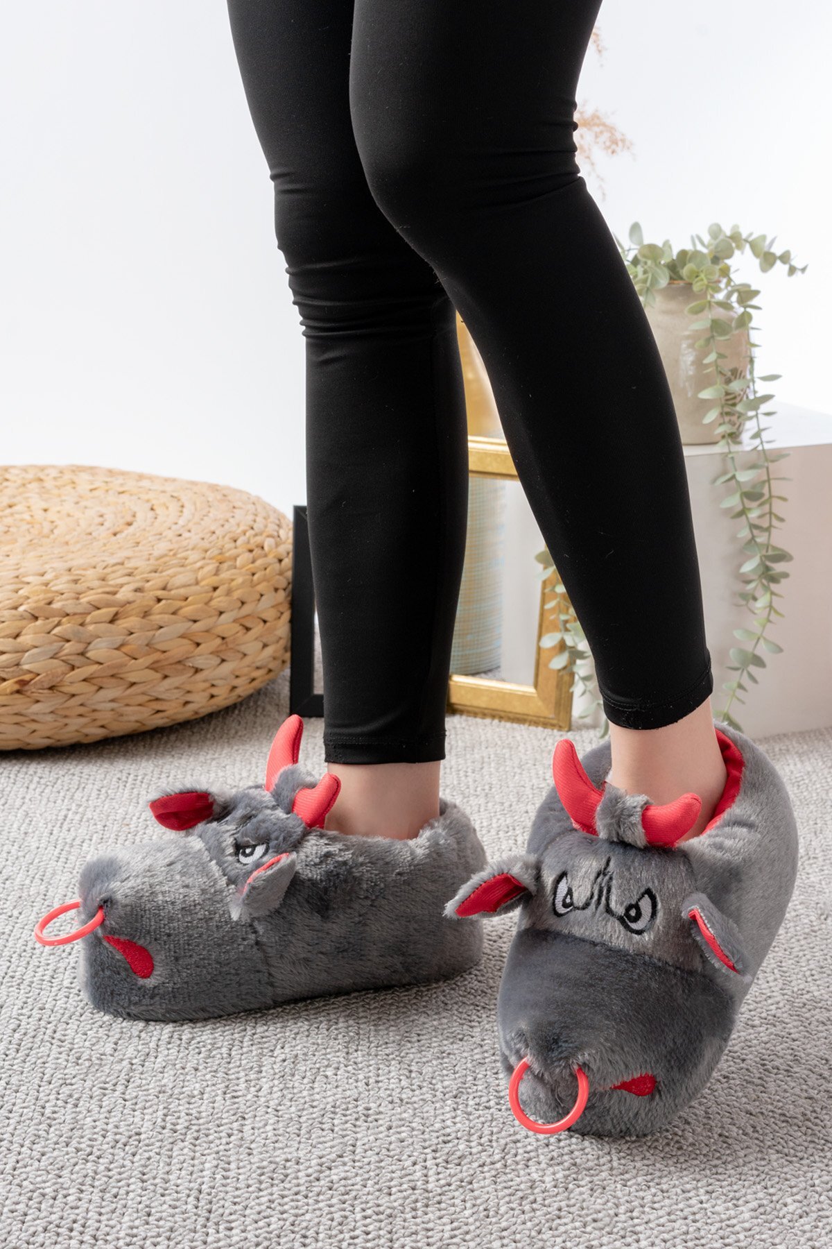 Slipcat Unisex Hayvanlı Panduf Ev Ayakkabısı Ses Yapmaz Taban görsel 4