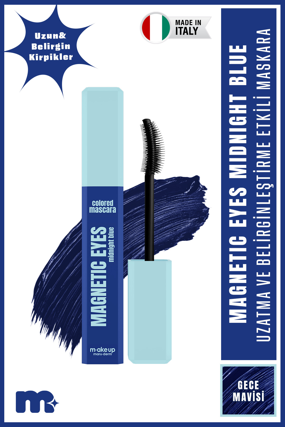 Maru.Derm make up maruderm Renkli Maskara (Gece Mavisi) – Colored Mascara Midnight Blue