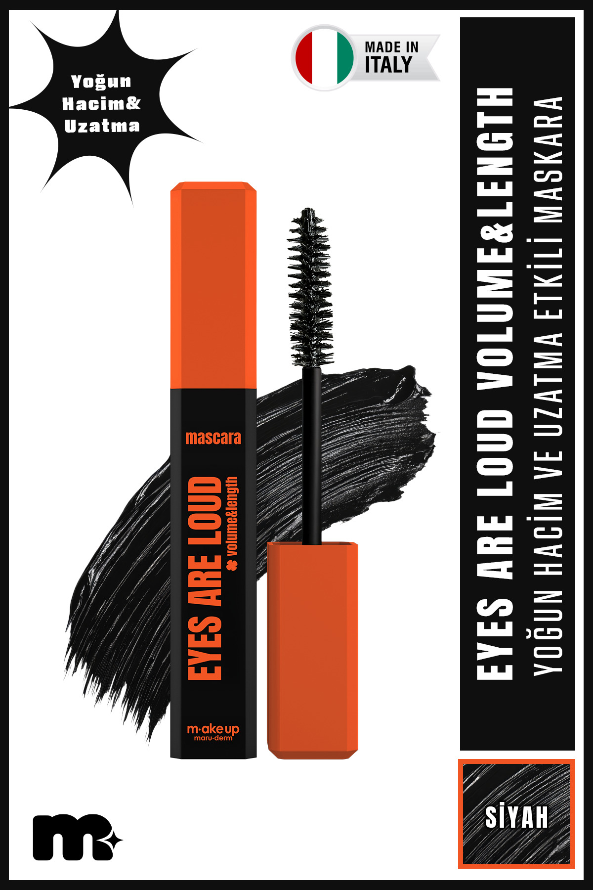 make up maruderm Yoğun Hacim ve Uzatma Etkili Maskara – Volume & Length Mascara — مشکی 8682397032479