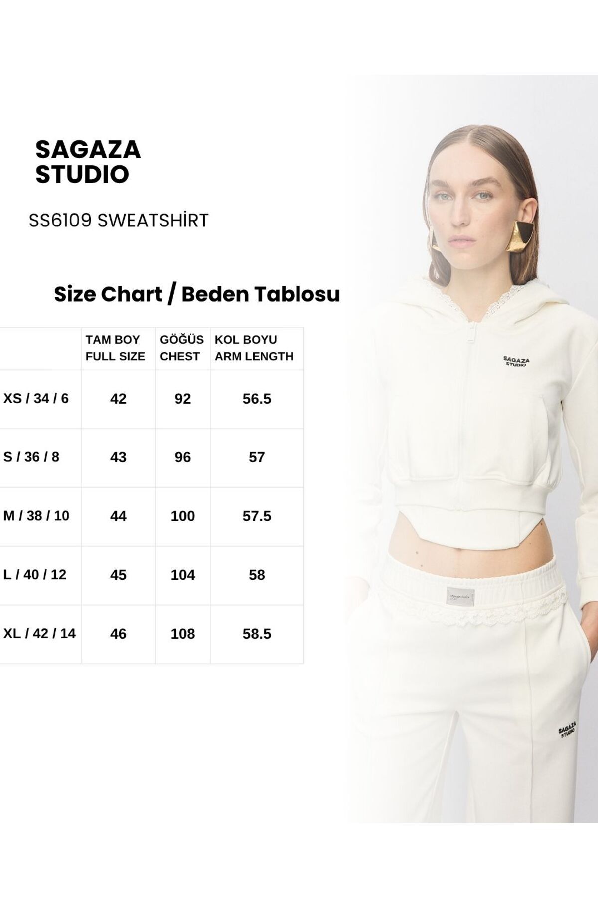 Sagaza Studio  SS6109 Mini Kapşonlu Sweatshirt - Görsel 7