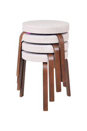 VİLİNZE Ege Teddy Kumaş Kestane Ahşap Ayak Istiflenebilir Mutfak-balkon Tabur...