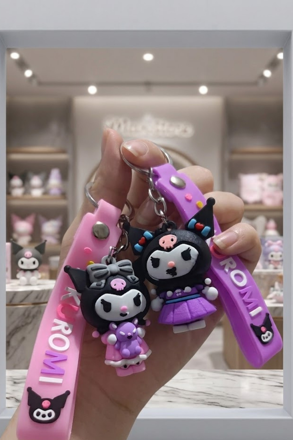 Souvenir and Boredom キーチャーム Birmem Kuromi Figürlü 2'li Silikon Anahtarlık Seti - 3D Sevimli