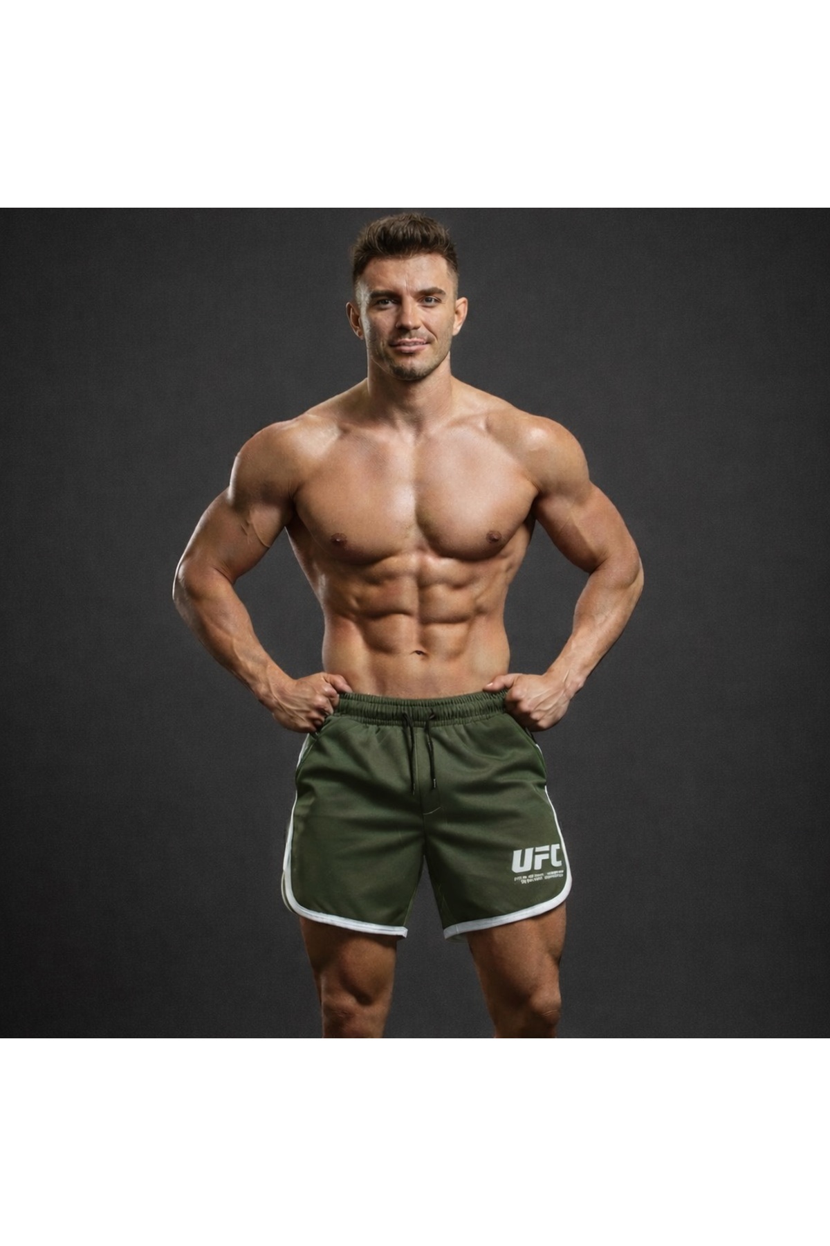 NewCabin  Yeni Sezon Premium Petek Kumaş Spor GYM Günlük Haki Antreman Şortu - Görsel 2