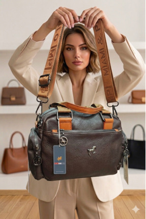H&D COLLECTİON Miami Polo Clup Kadın Bol Cepli Çapraz El ve Omuz Askılı Çanta