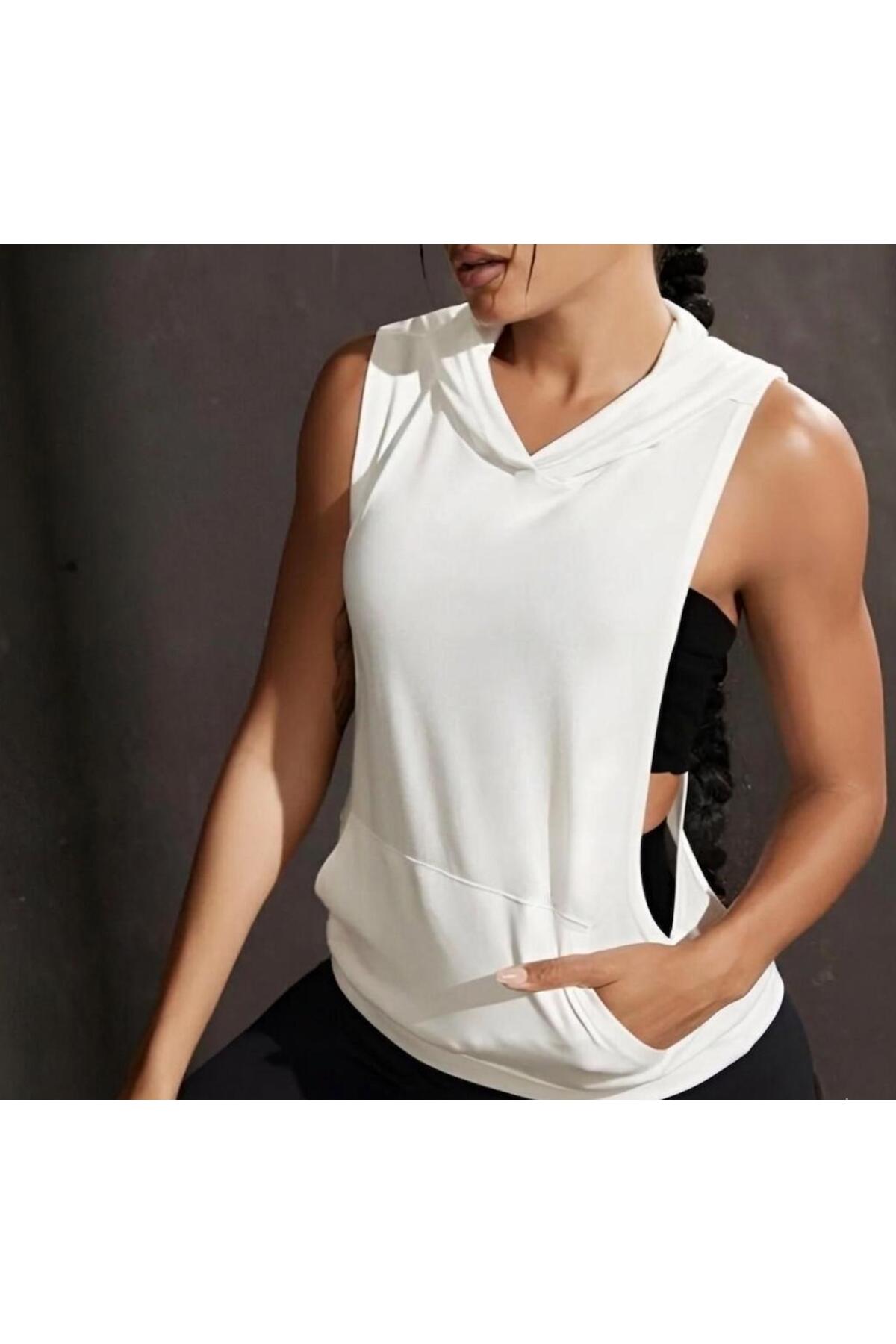 Women's Athlete with White Hooded Pocket – Daily & Fitness Use