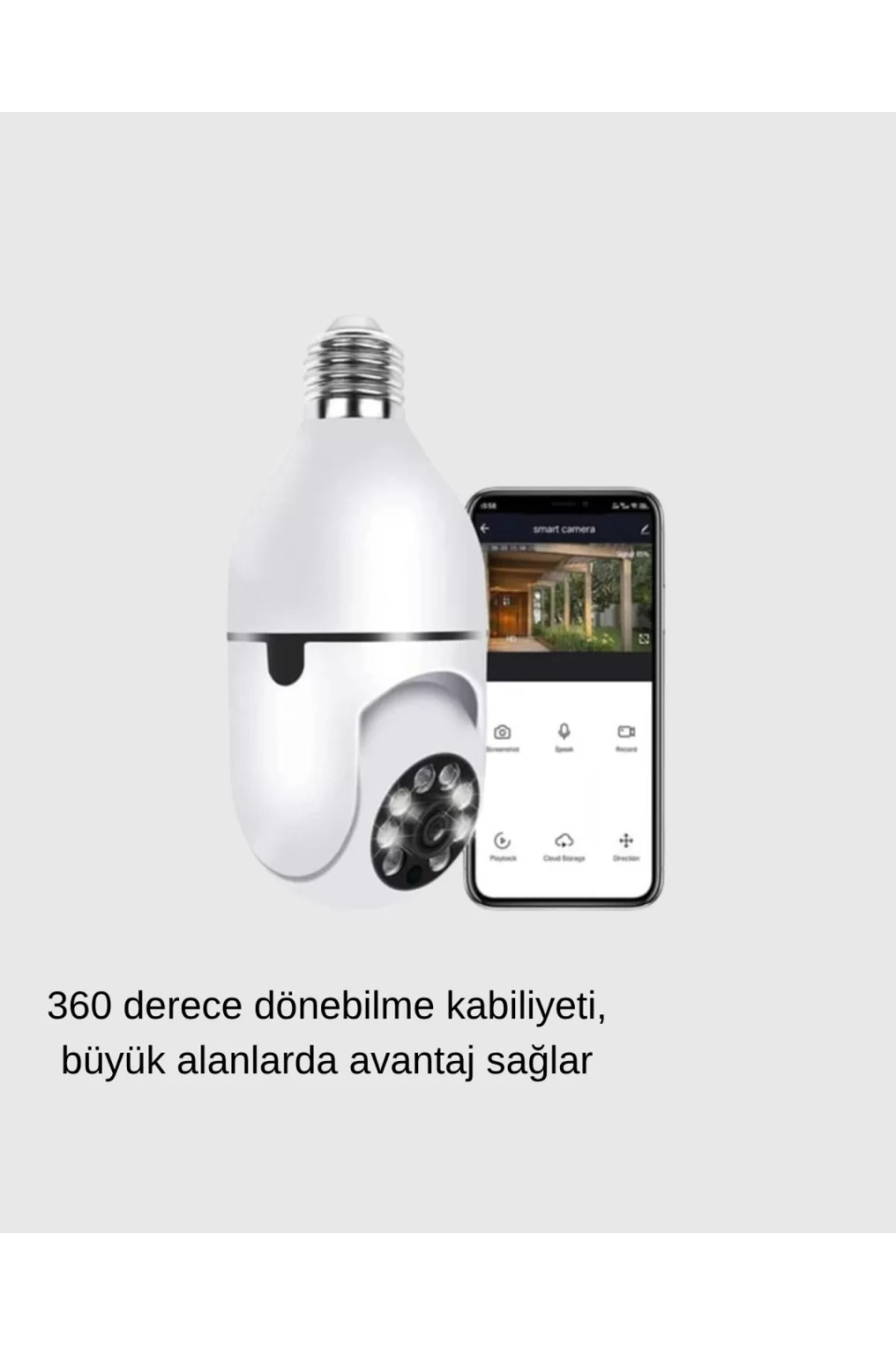 Kanonik Education 360° Akıllı Güvenlik Kamerası – Duya Takılabilir, Wi-Fi Bağlantılı, Hareket Sensörlü fotoğrafı 2 (önizleme)