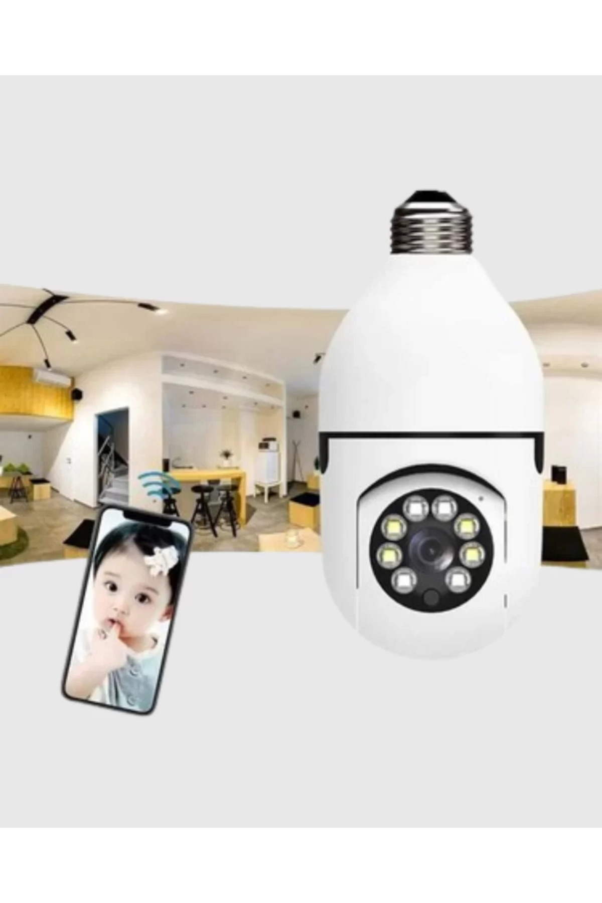 Kanonik Education 360° Akıllı Güvenlik Kamerası – Duya Takılabilir, Wi-Fi Bağlantılı, Hareket Sensörlü fotoğrafı 4 (önizleme)