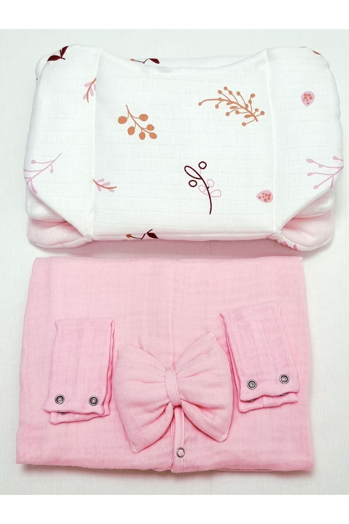 Yada Baby %100 Organik Pamuklu Kumaştan Müslin Dört Kat Minderli Puset Örtüsü Seti fotoğrafı 6 (önizleme)