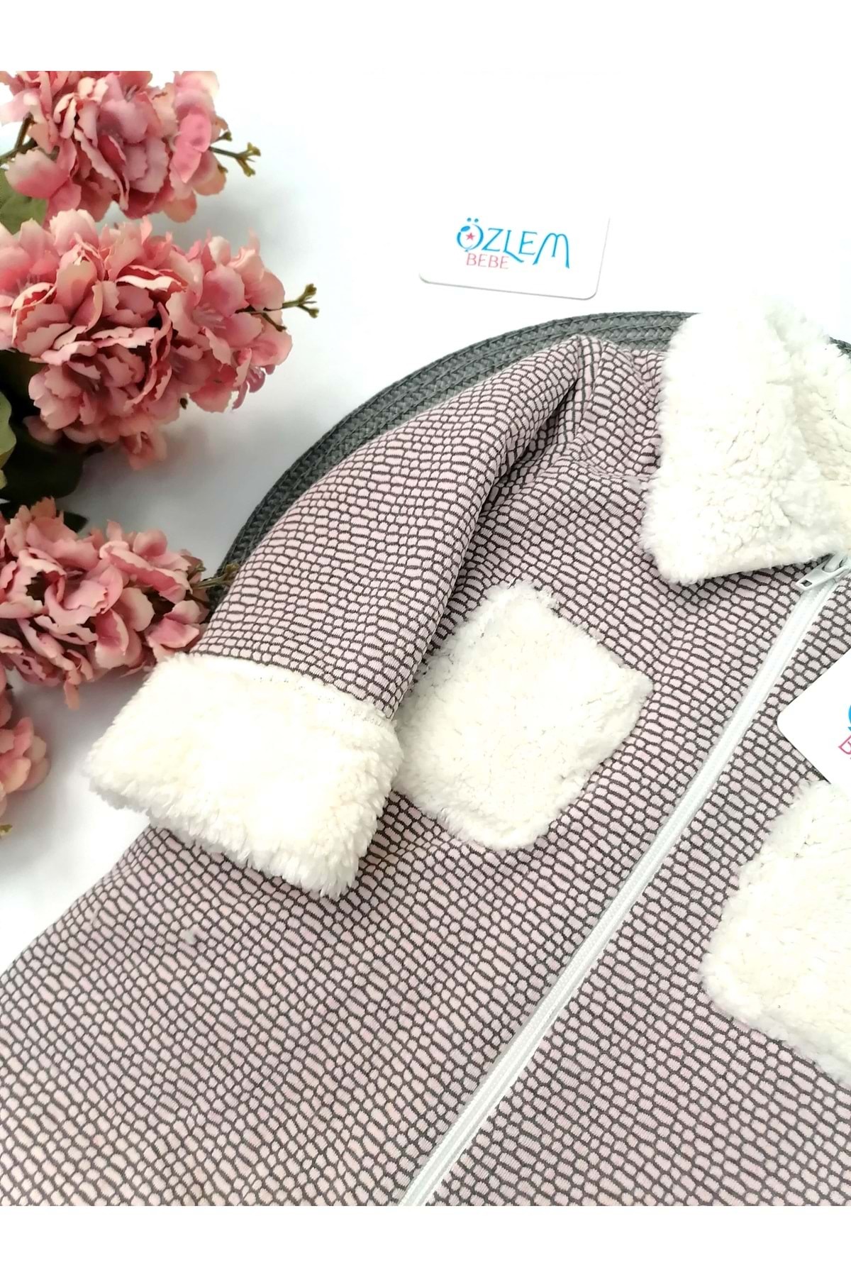 ÖZLEM BEBE Yakası Kürklü Welsoft Somon Astronot Tulum Somon fotoğrafı 2 (önizleme)