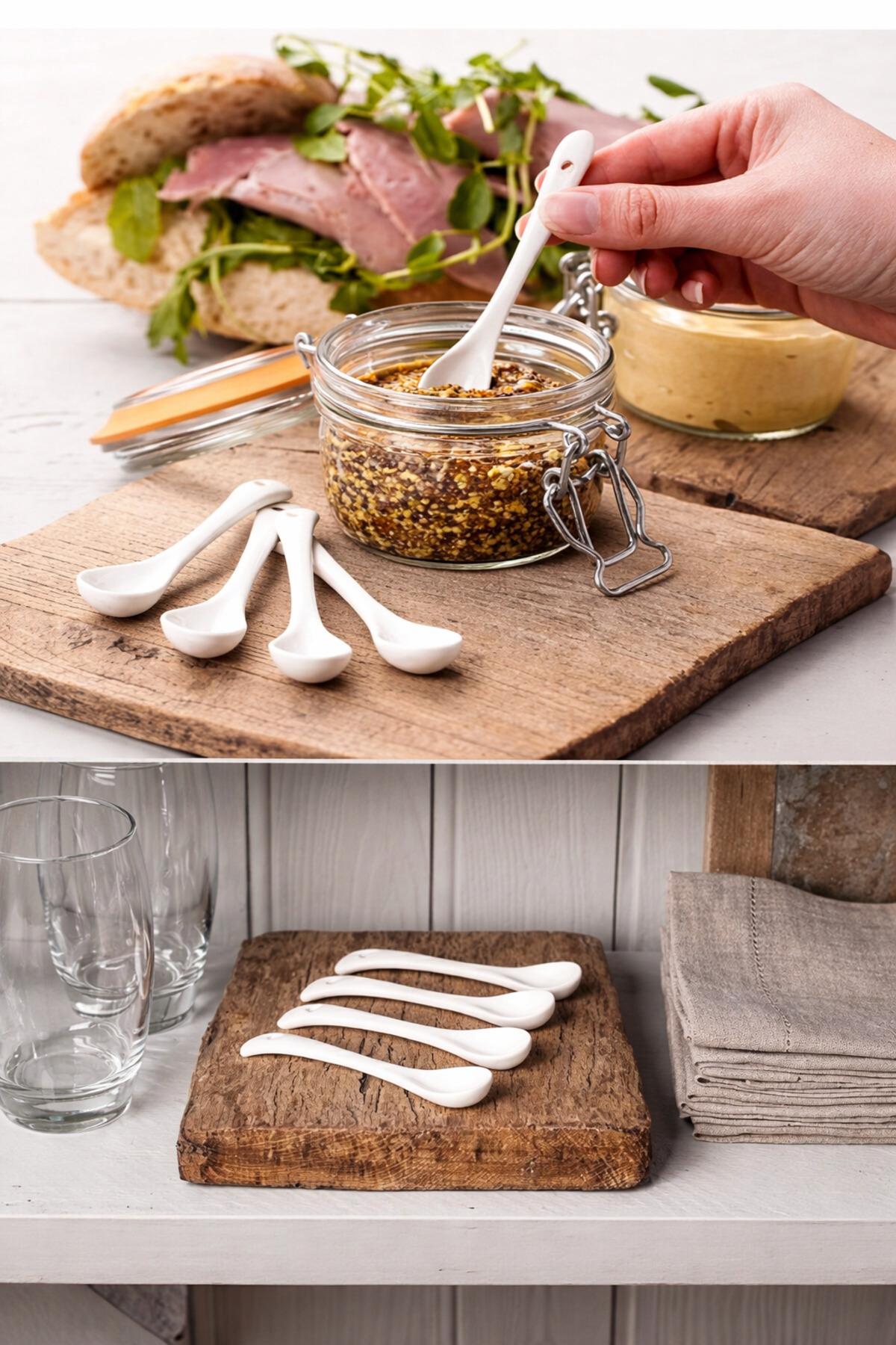 EcoVibe 6 Adet Beyaz Porselen Servis ve Baharat Kaşığı Mama Şeker Çay Tatlı Reçel Kahvaltılık Kaşığı 12cm fotoğrafı 3 (önizleme)