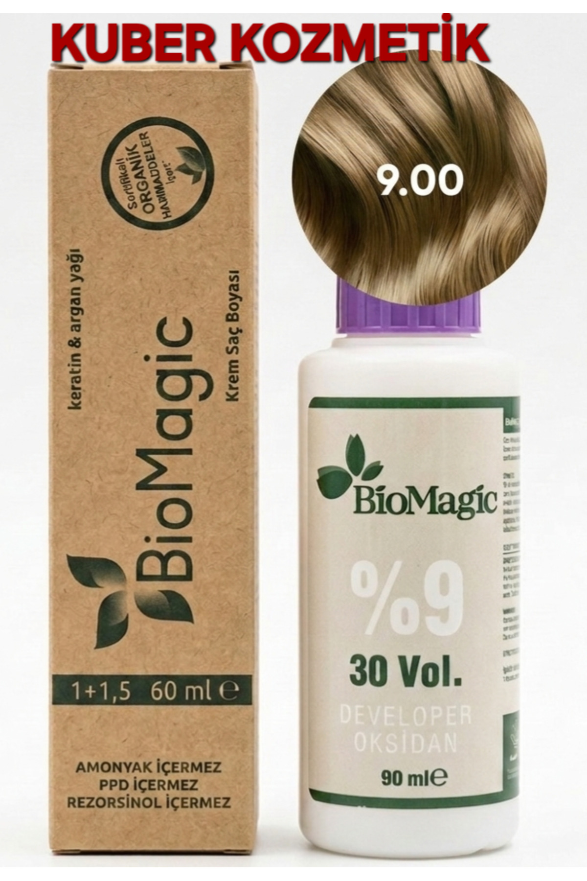 9.00 Sarı Organik İçerikli Amonyaksız Kalıcı Saç Boyası +Oksidan — نقره‌ای BM 9.00