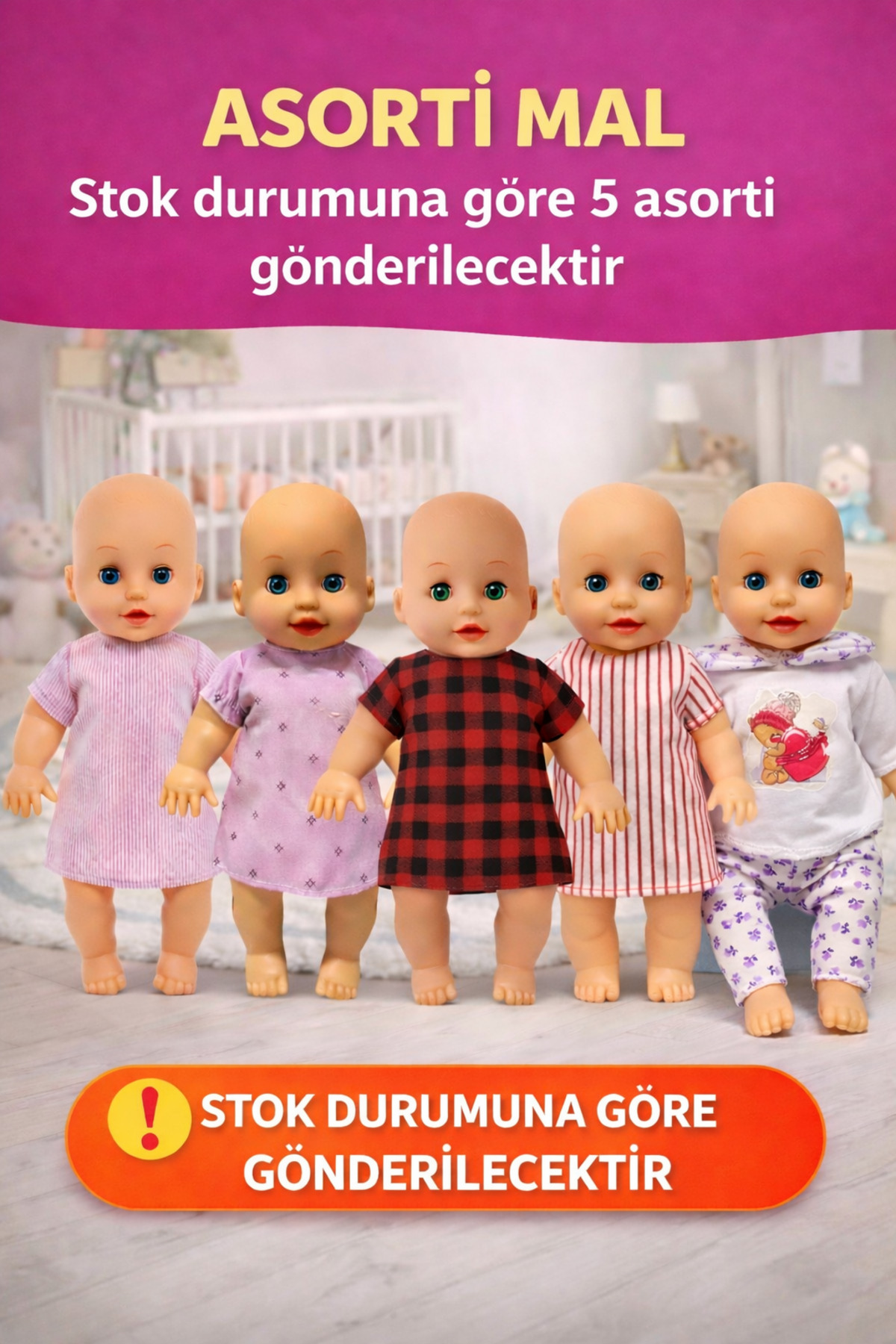 YILDIRIM OYUNCAK Altını Islatan Konuşan Bez ve Biberon Aksesuarlı Gerçekçi Oyuncak Bebek fotoğrafı 2 (önizleme)