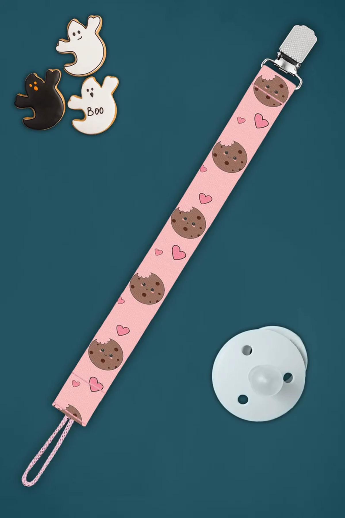 Apptakı Kurabiye Desenli Bebek Emzik Askısı Emzik Zinciri Emzik Tutacağı Emzirme Aksesuarı - EMZ0040 fotoğrafı 2 (önizleme)