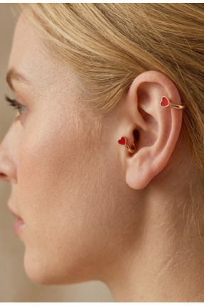 kurukafagift Aşk Kalp Kırmızı Gold Renk Çelik Tragus Helıx Lobe Piercing Tek ...