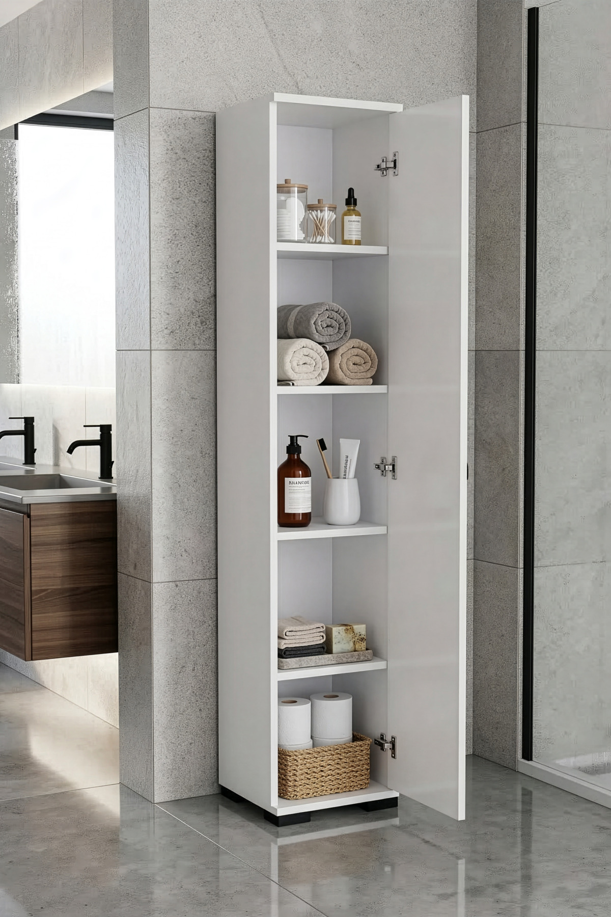 Goldfalez Çok Amaçlı Banyo Dolabı Beyaz 30 cm görsel 3