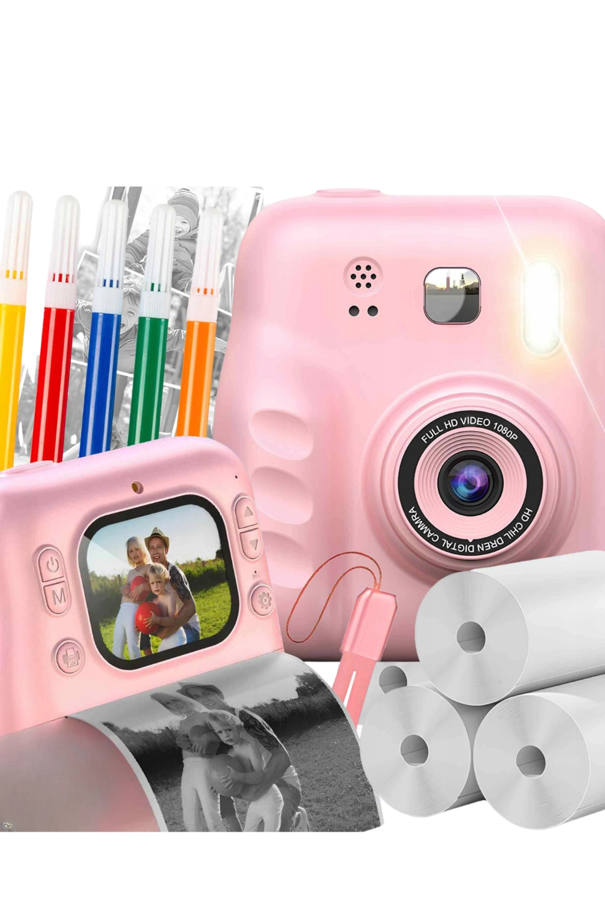 Epilons Mini Çocuk Kamerası Fotoğraf Video Çekim 4 Rulo Baskı Kağıdı Ve 5 Kalem Hediyeli fotoğrafı 5 (önizleme)