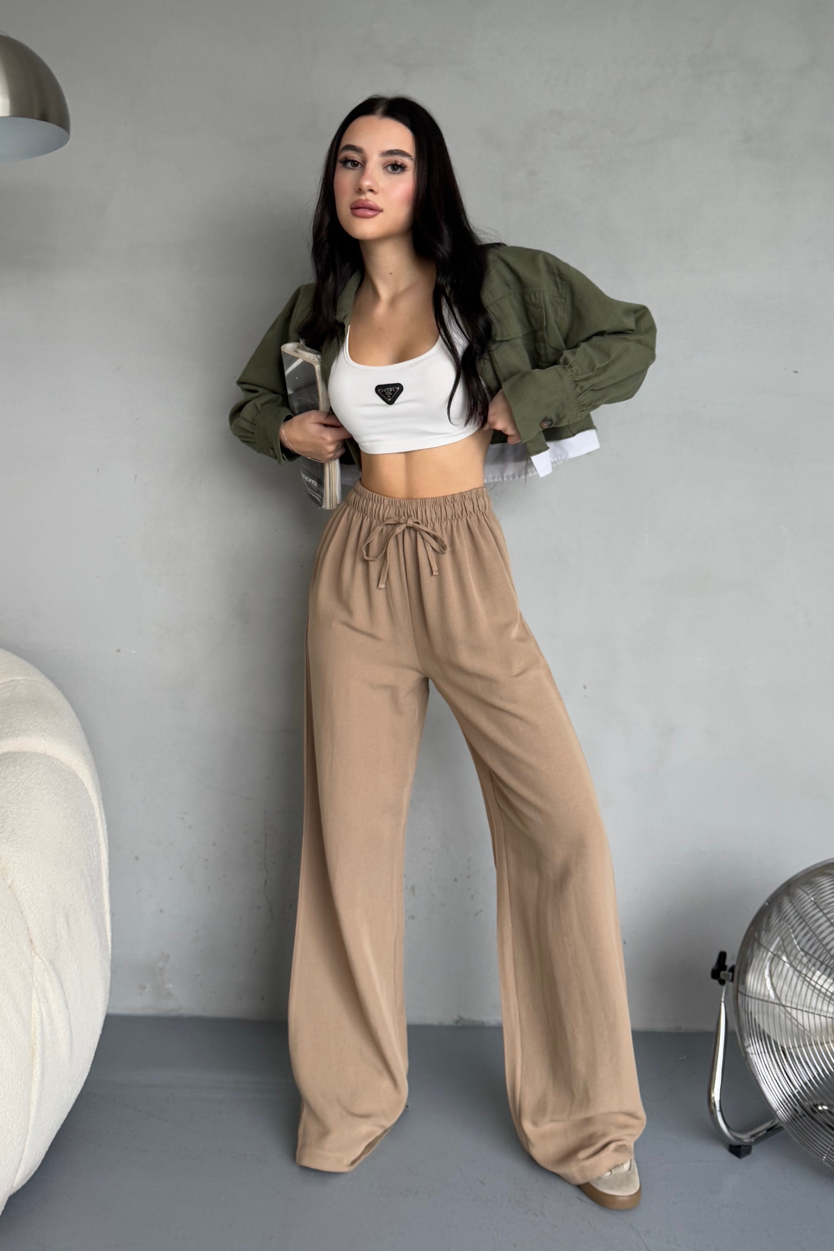 Women's High Waist Wide Cut Loose Linen Blend Pants