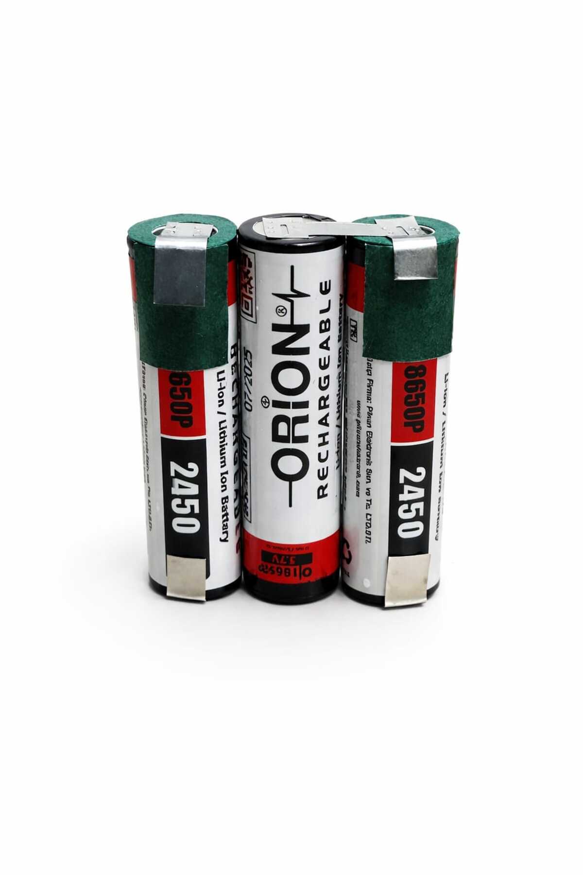 Orion 18650p 3x3.7v 3x2450mah 12c 3 lü puntalı Şarj Edilebilir Li