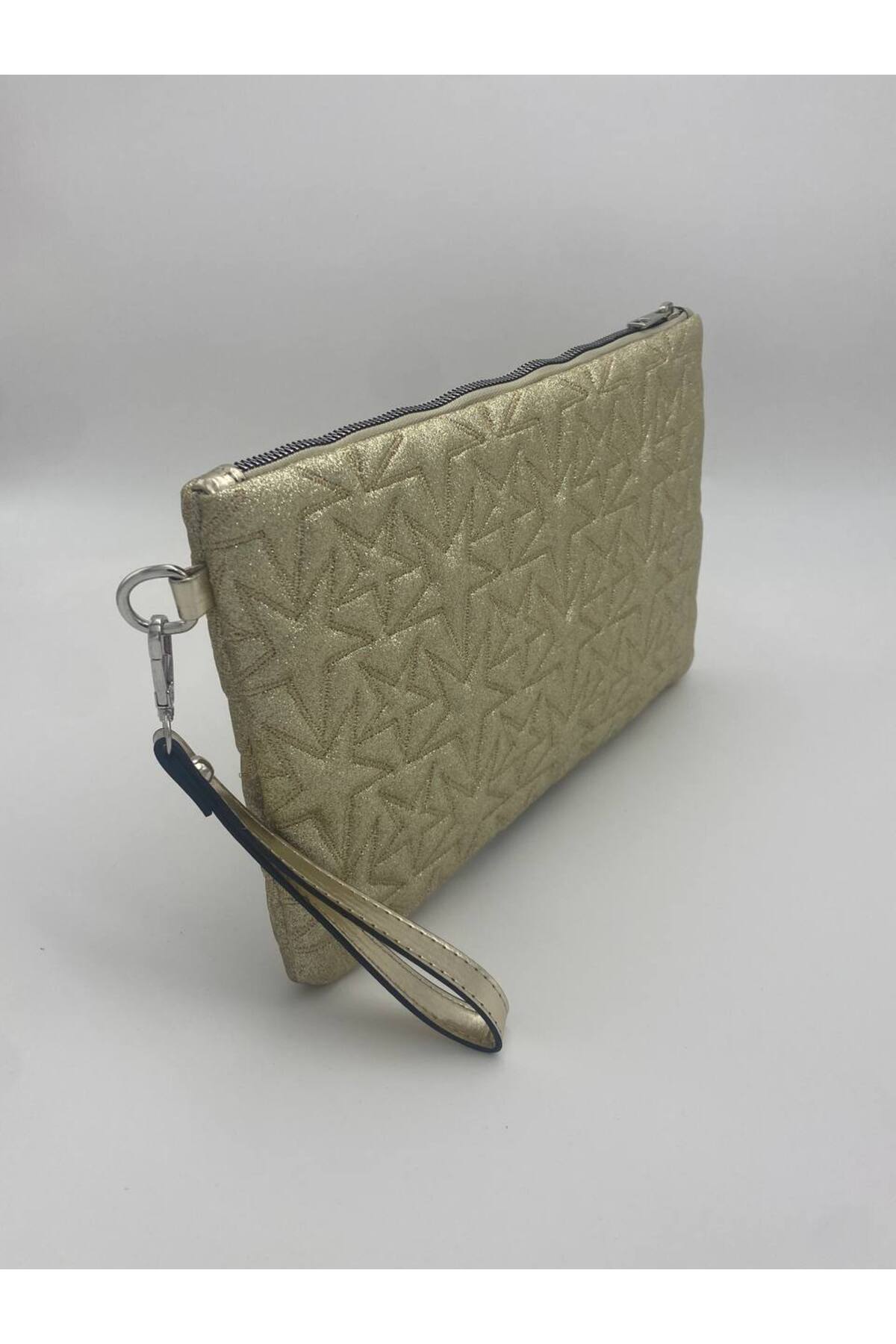 Altın Yıldız Desenli Portföy & Clutch Kadın Çantası Çıkaralabilir Bilek Askılı 30 x 19 cm görünüm 2