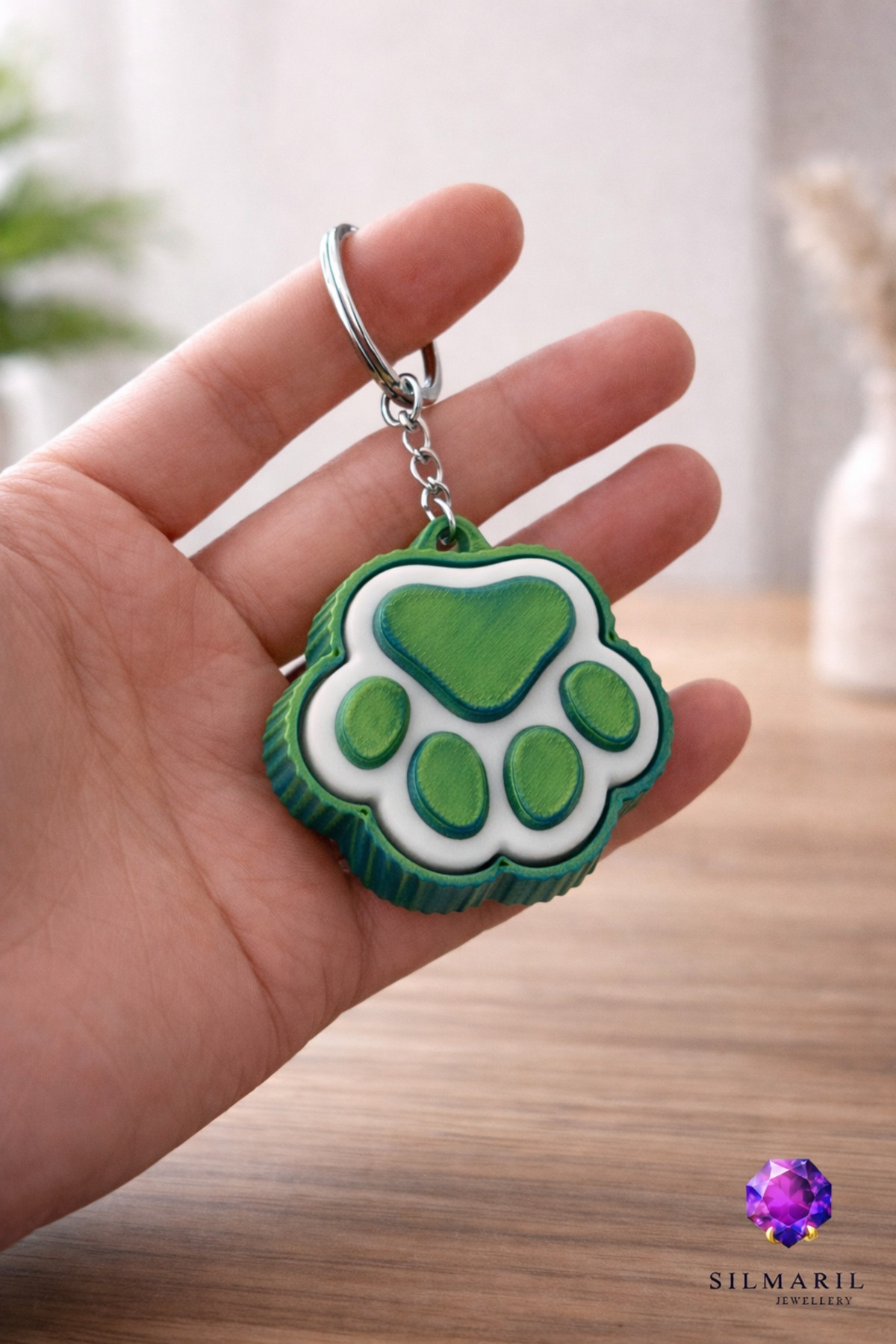 Kedi Patisi Click Anahtarlık Blue Switch Fidget Stres | Sevimli Hediyelik & Çanta Süsü (Yeşil-Mavi) — Silmaril Store — Anahtarlık (2)