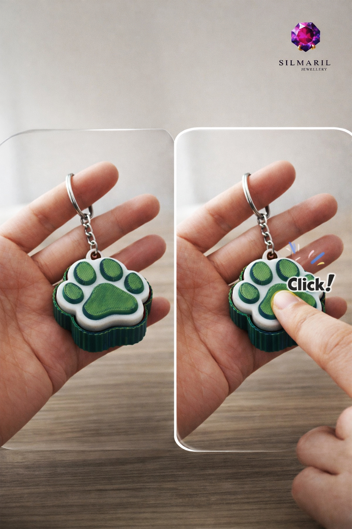 Kedi Patisi Click Anahtarlık Blue Switch Fidget Stres | Sevimli Hediyelik & Çanta Süsü (Yeşil-Mavi) — Silmaril Store — Anahtarlık