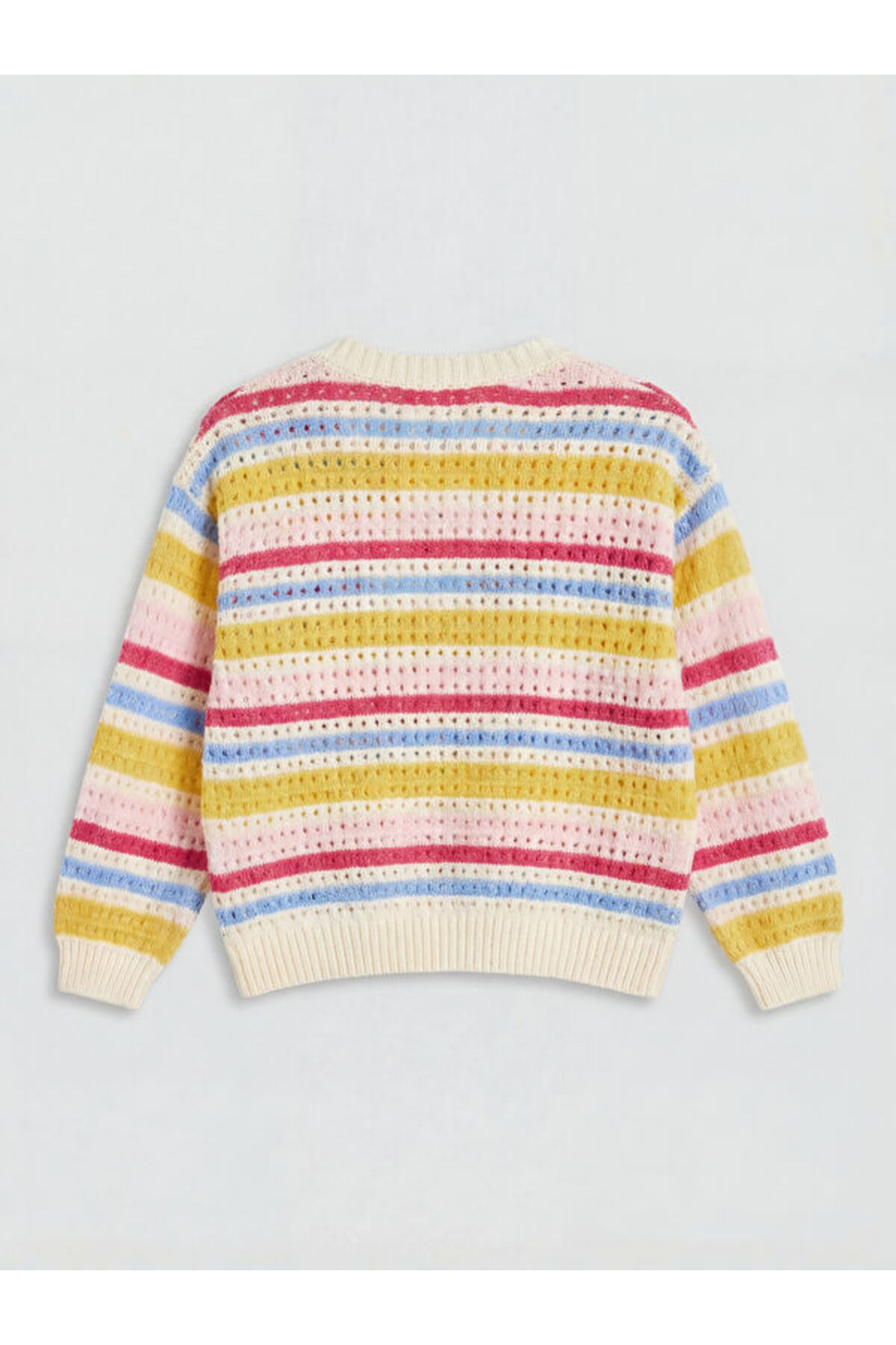 LC Waikiki Timeless Clothing & Zamansız Seçimler Sıfır Roba Yaka Çizgili Kız Çocuk Triko Hırka fotoğrafı 2 (önizleme)