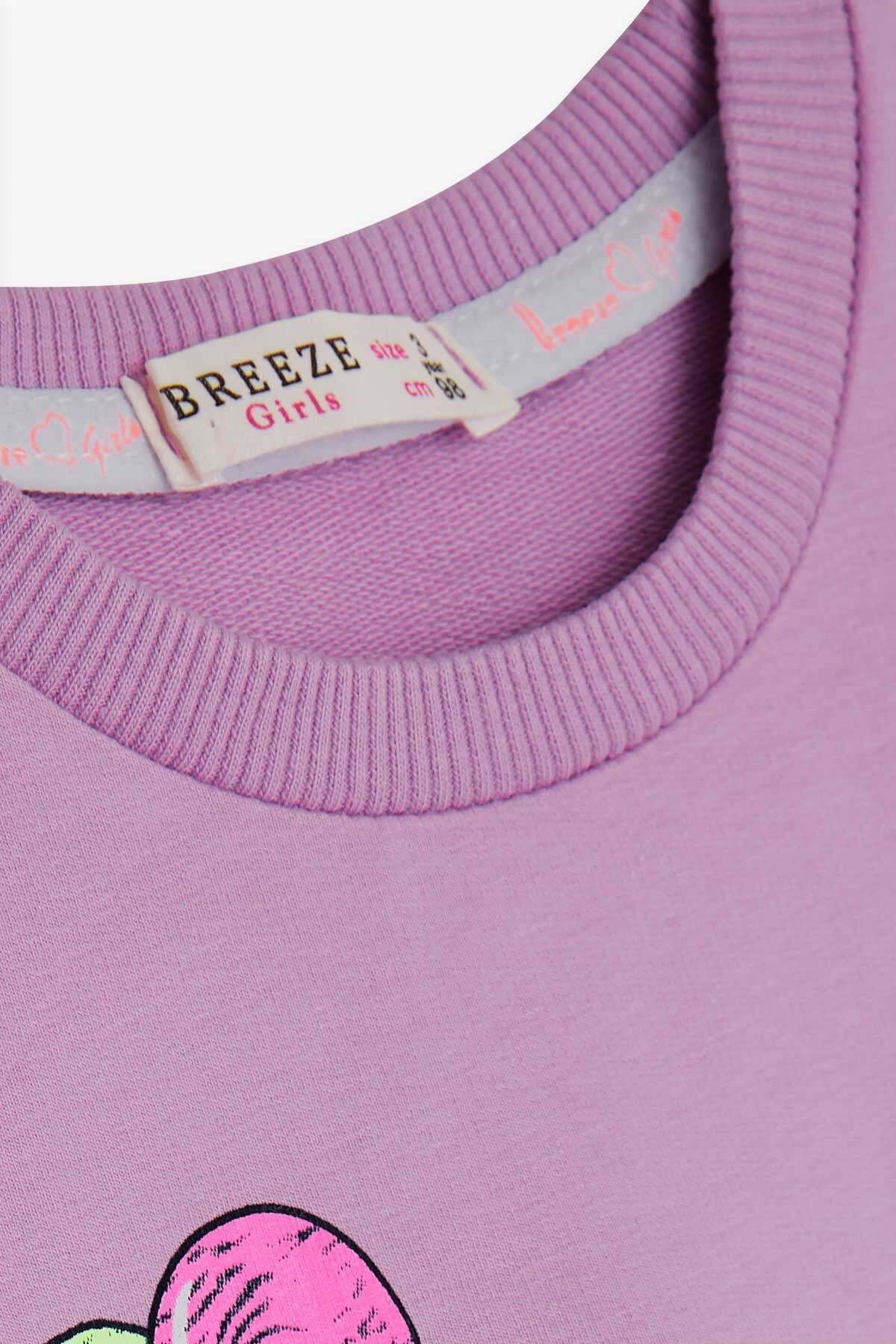 Breeze Kız Çocuk Sweatshirt Renkli Baloncuk Baskılı Simli 2-6 Yaş, Eflatun fotoğrafı 3 (önizleme)