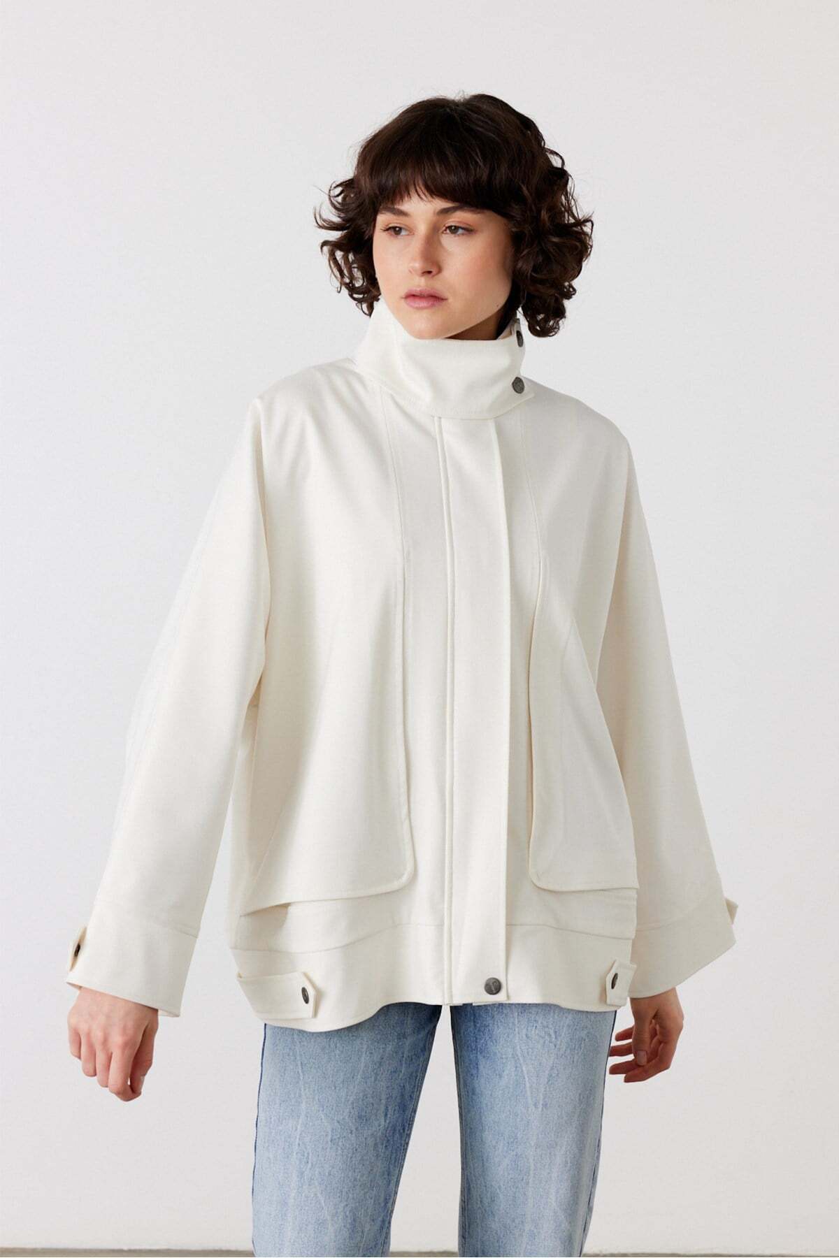 FACETTE Scarlet Gabardin Oversize Ceket Ekru görsel 4