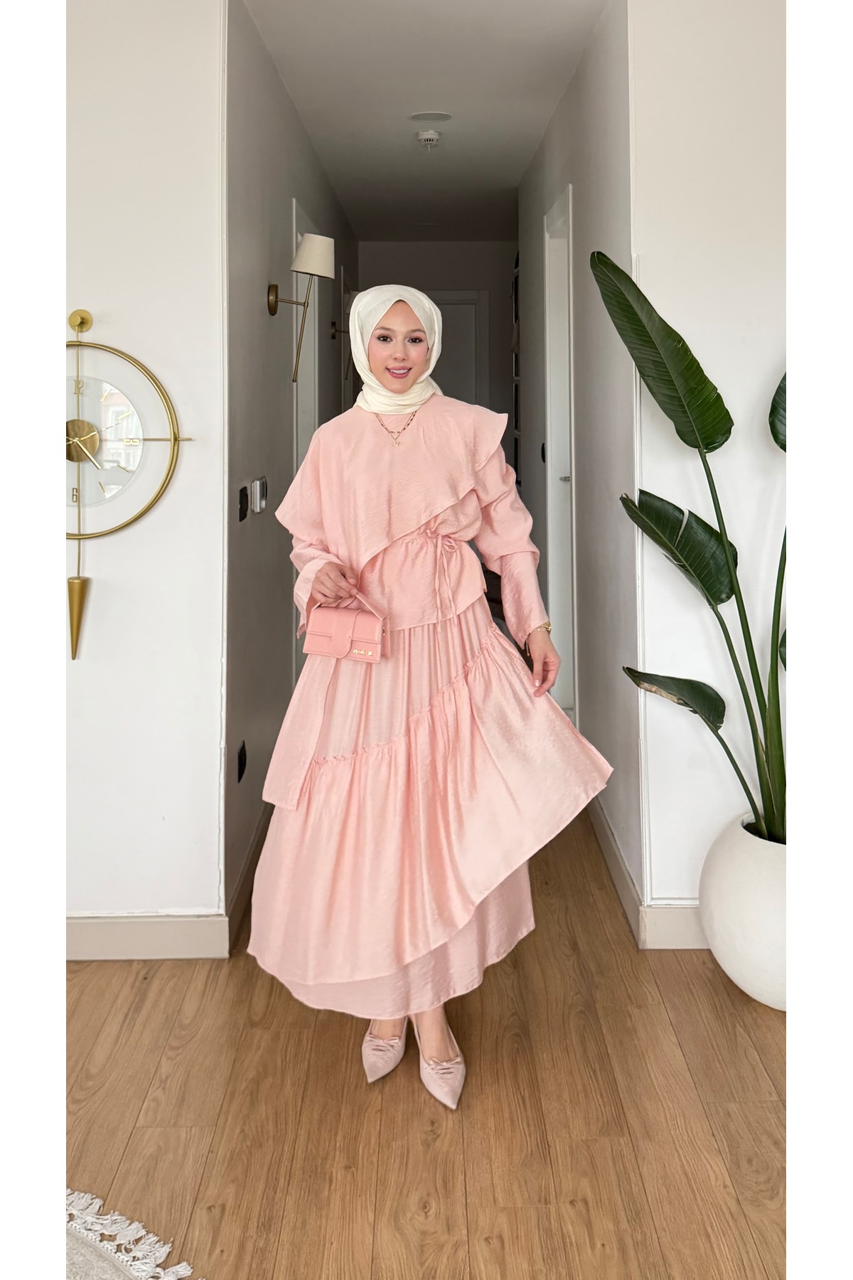 merve ada design  Rosella Fırfır Detaylı Etekli Takım - Görsel 3