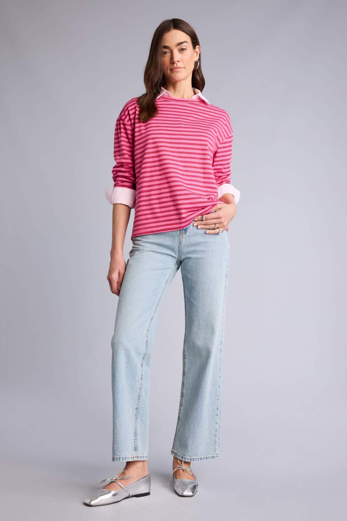 Defacto  Çizgili Uzun Kollu Tişört H6576AX26SP - Görsel 2