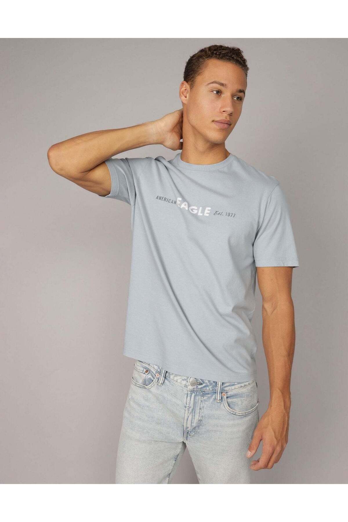 T-shirt American Eagle Femme – Tie Dye Bleu/blanc – Lacets Devant – Taille XL