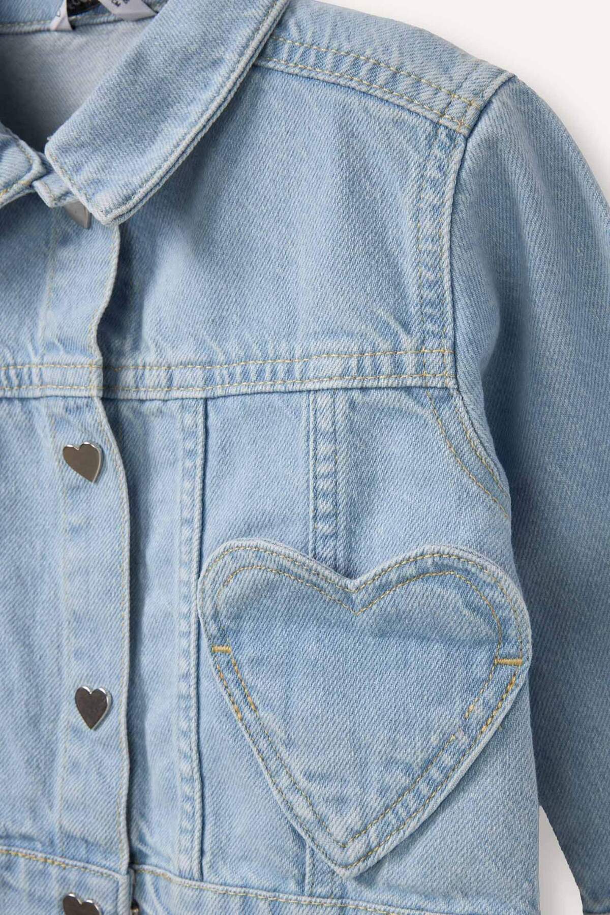 Defacto Kalp Cepli Denim Ceket Kız Bebek H1150A526SM fotoğrafı 2 (önizleme)