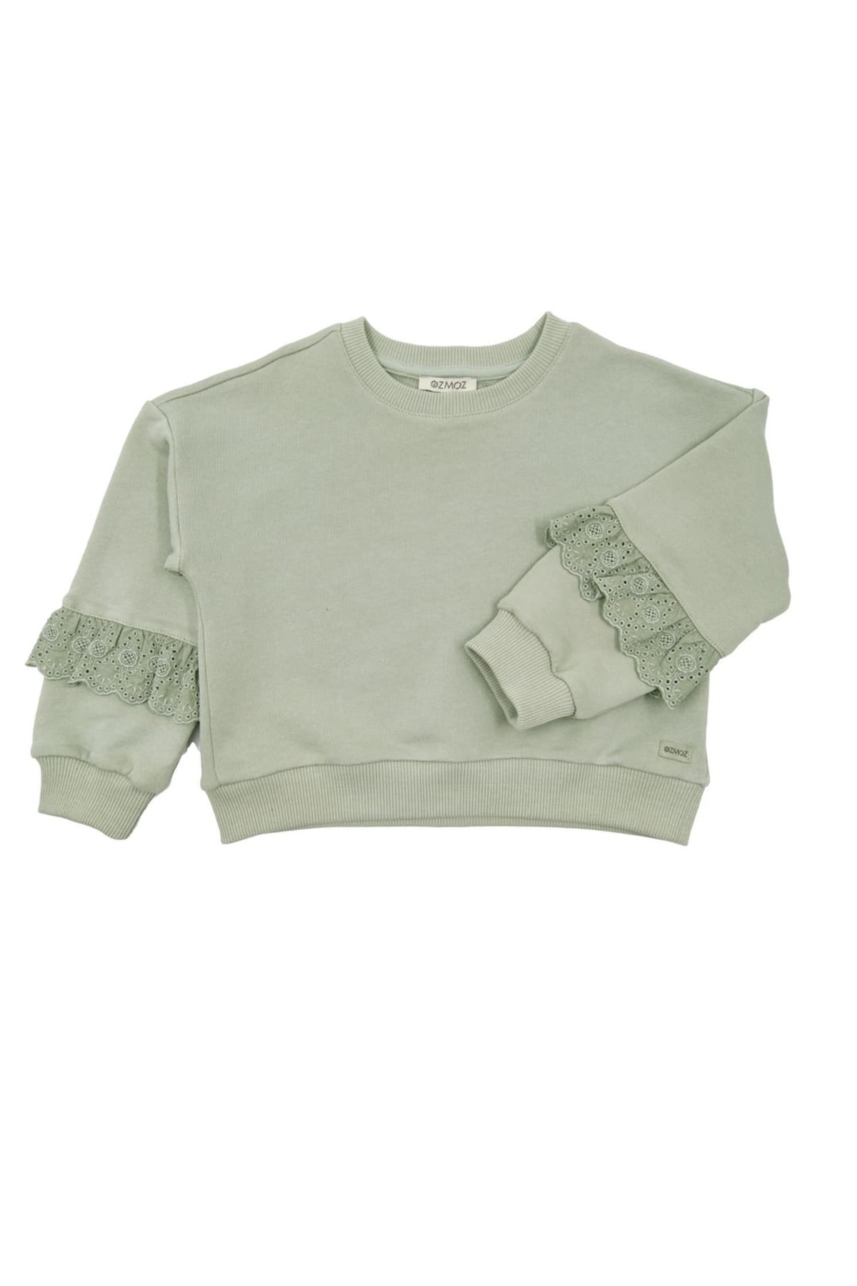 Ozmoz By Mukadder Özden Organik Dantelli Yeşil Minik Kız Çocuk Sweatshirt fotoğrafı 2 (önizleme)