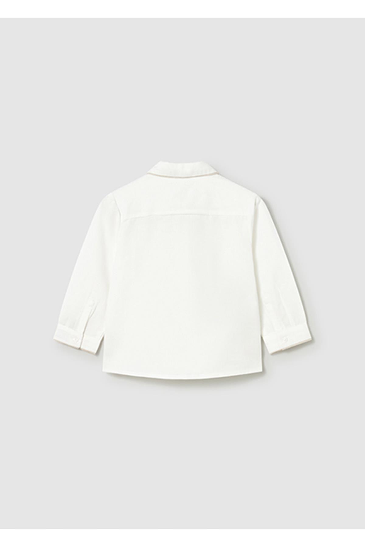 Mayoral Yazlık Erkek Bebek Uzun Kol Papyonlu Gömlek - Ekru fotoğrafı 2 (önizleme)