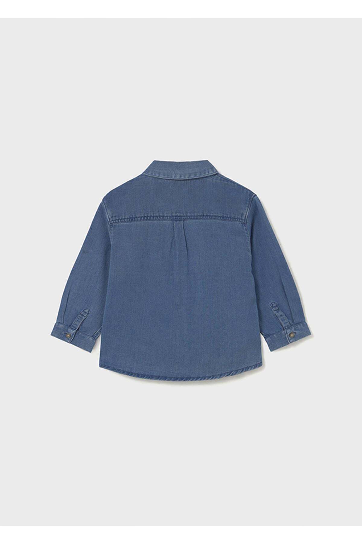 Mayoral Kışlık Erkek Bebek Uzun Kol Denim Gömlek - Mavi fotoğrafı 4 (önizleme)