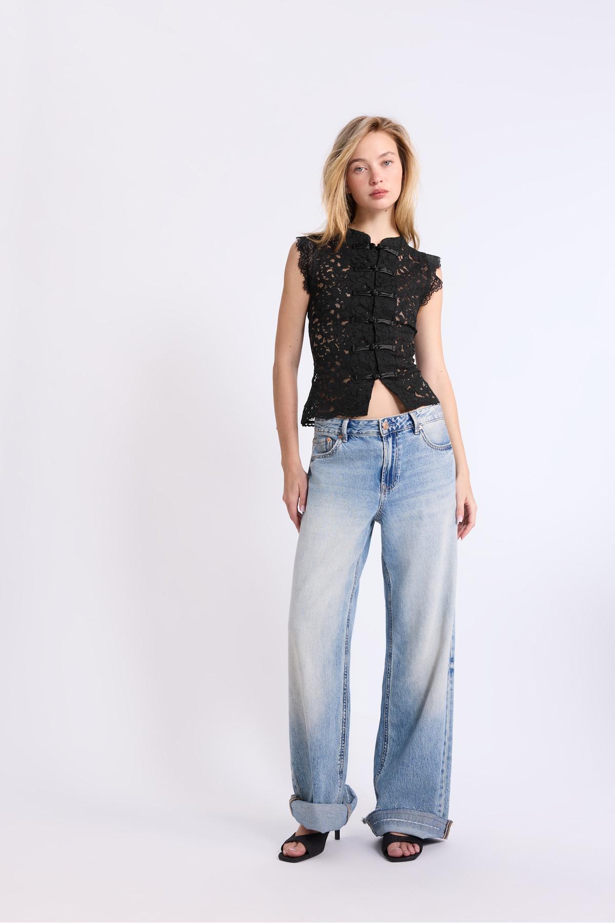 Stradivarius  Quipao dantel bluz - Görsel 2