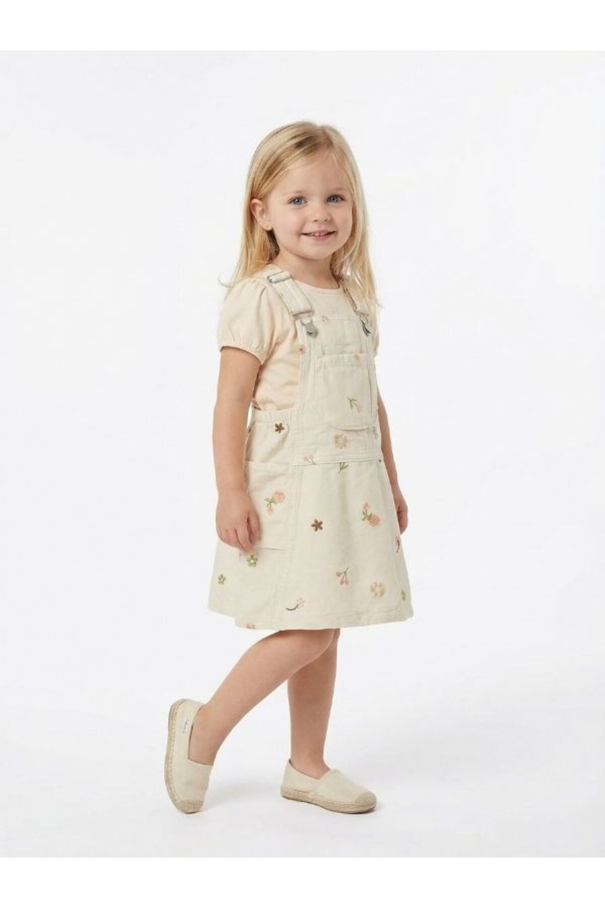 Zekids Kız Bebek Nakış Detaylı Şık Salopet Elbise fotoğrafı 4 (önizleme)