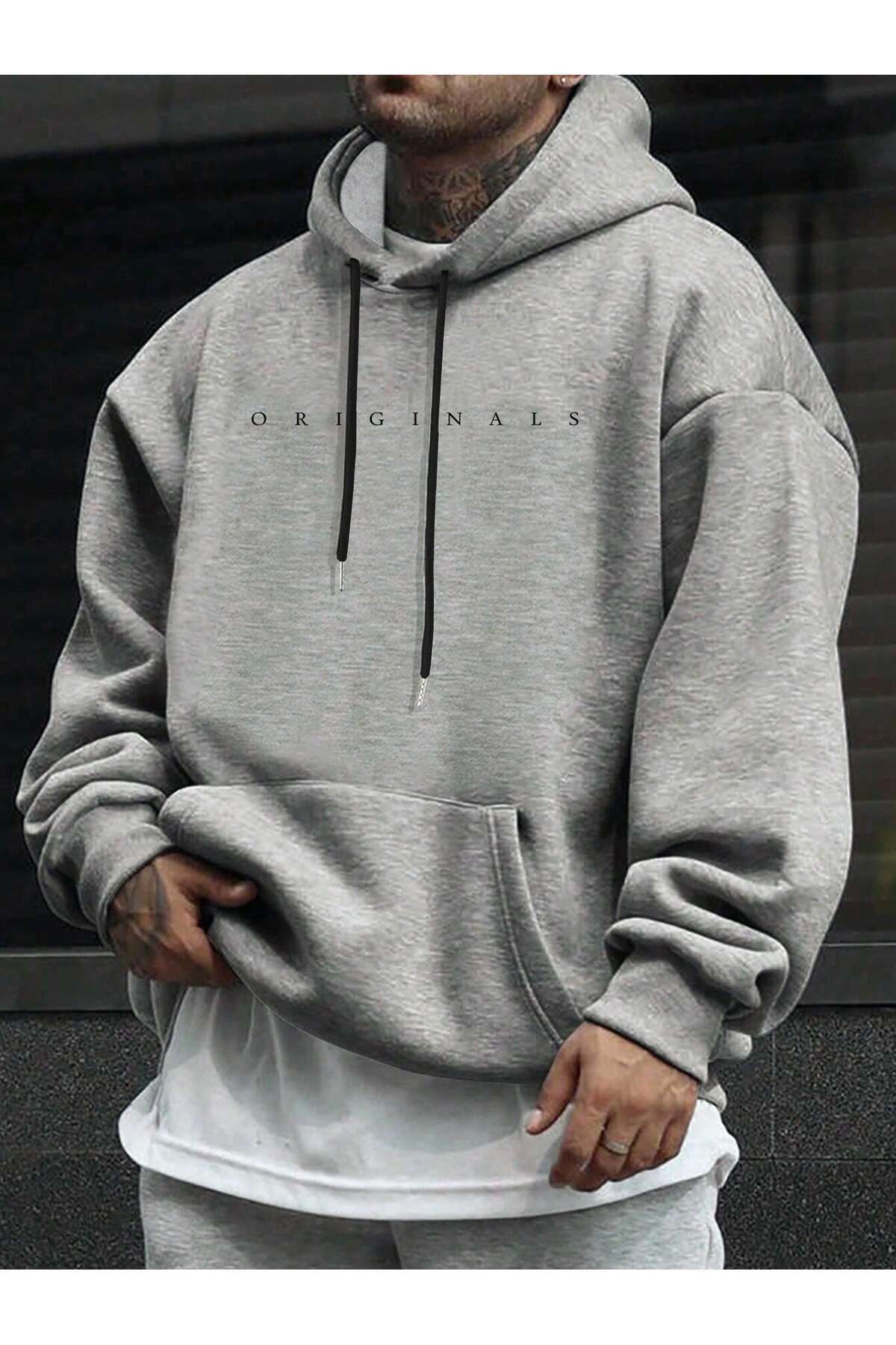 EYAX MODA UNISEX Kapüşonlu Baskılı Büyük Beden Sweatshirt