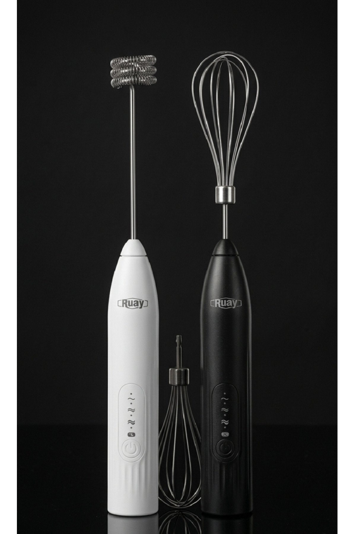 Electric Milk Frother and Egg Beater - Cordless with 3 Speeds and Quiet Motor - Black/White. no0987799, one size