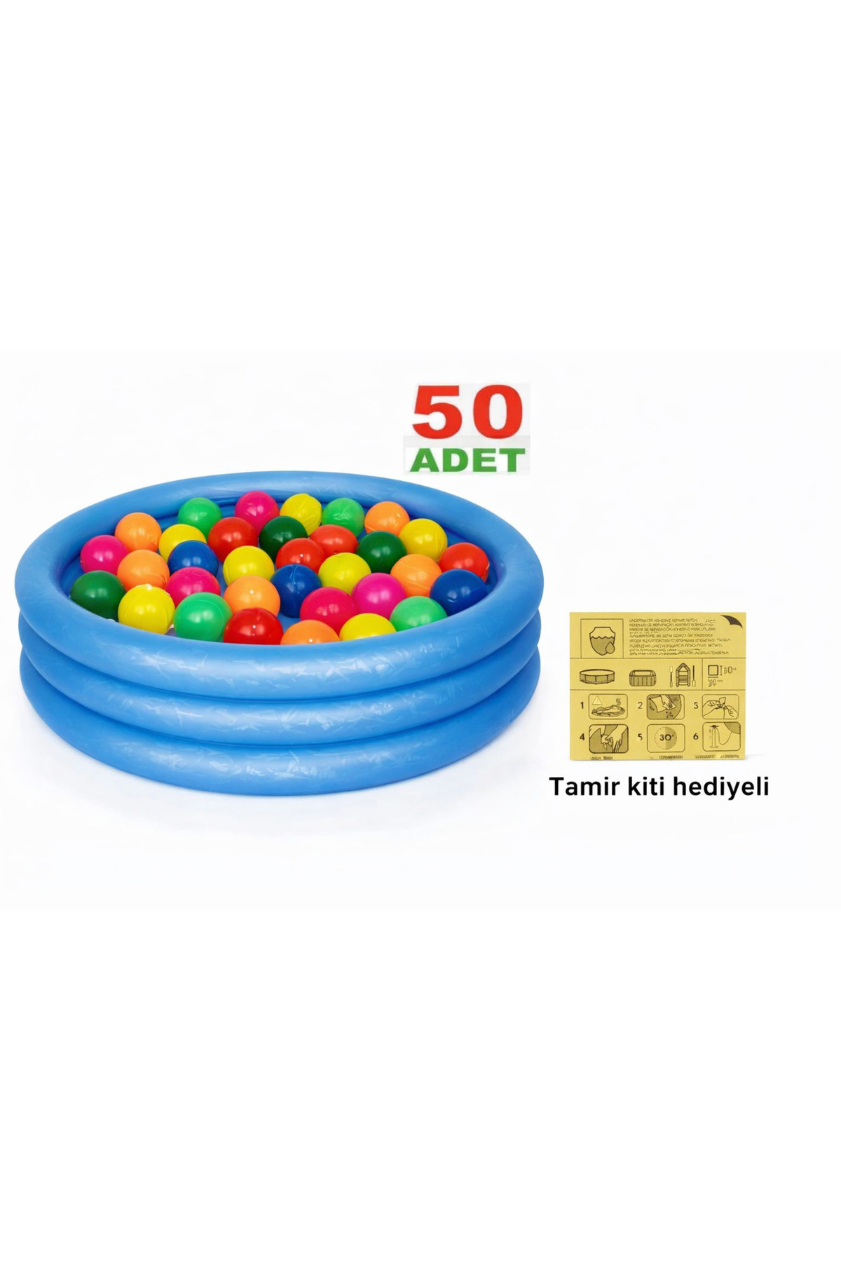 BYZ TOYS Eğitici Bebek Oyuncakları Seti Şişme Havuz 102x25cm+Top+Tamir Kiti Hediyeli Set fotoğrafı 2 (önizleme)