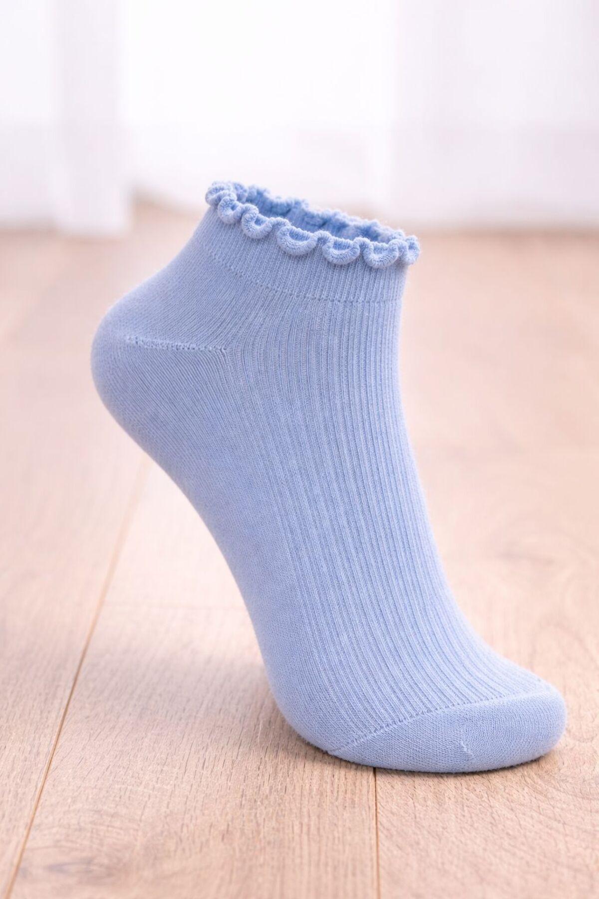 Sky Socks 5'li Penye Pamuklu Fırfırlı Soft Renkli Kokulu Patik Unisex Kısa Spor Sneakers Çorap görsel 3