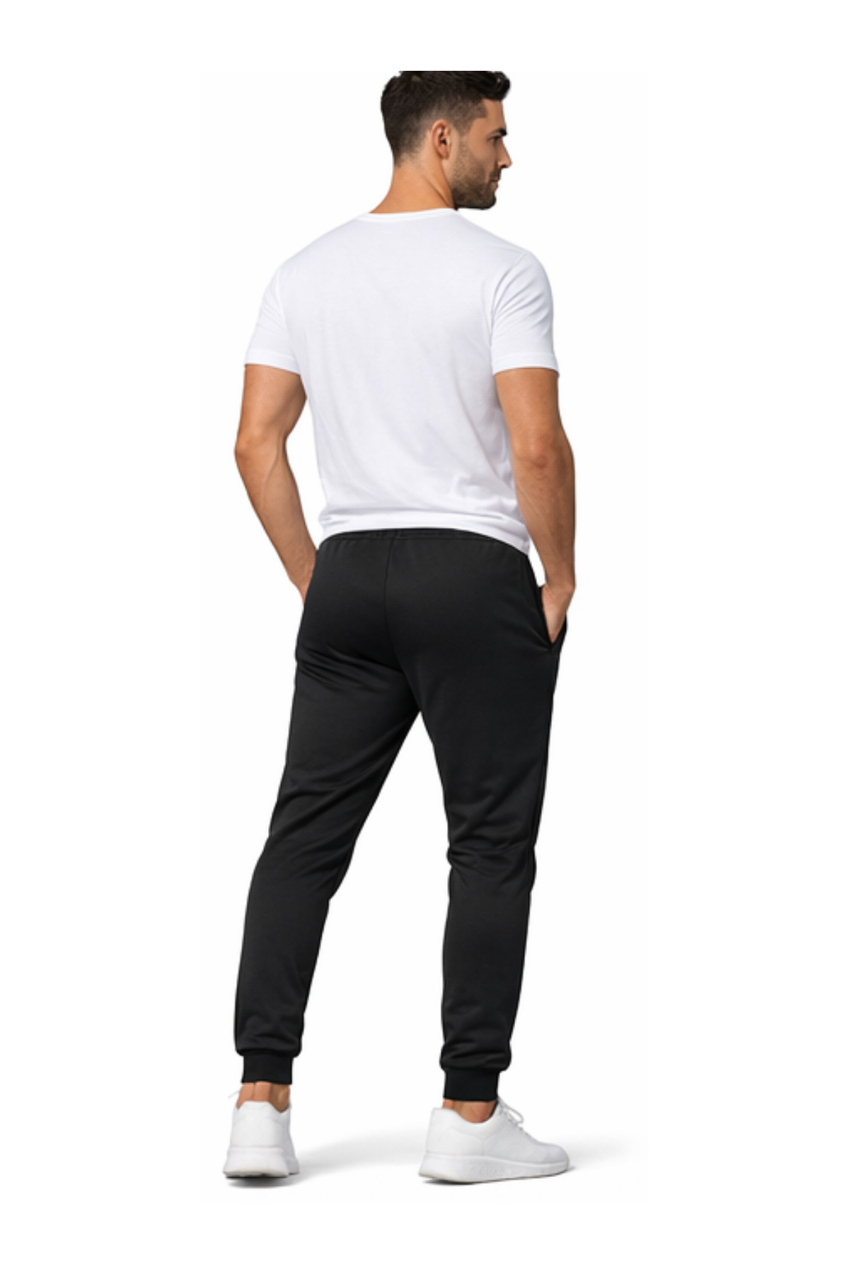 DEEPSENCE Erkek Siyah Scuba Kumaş Spor Eşofman Altı, Slim Fit Dalgıç Kumaş %95 Polyester %5 Elastan görsel 4