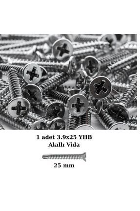 Netzerkoz 1 adet 3.9x25 YHB Akıllı Vida - Matkap Uçlu Vida - Metal Yüzeyler için