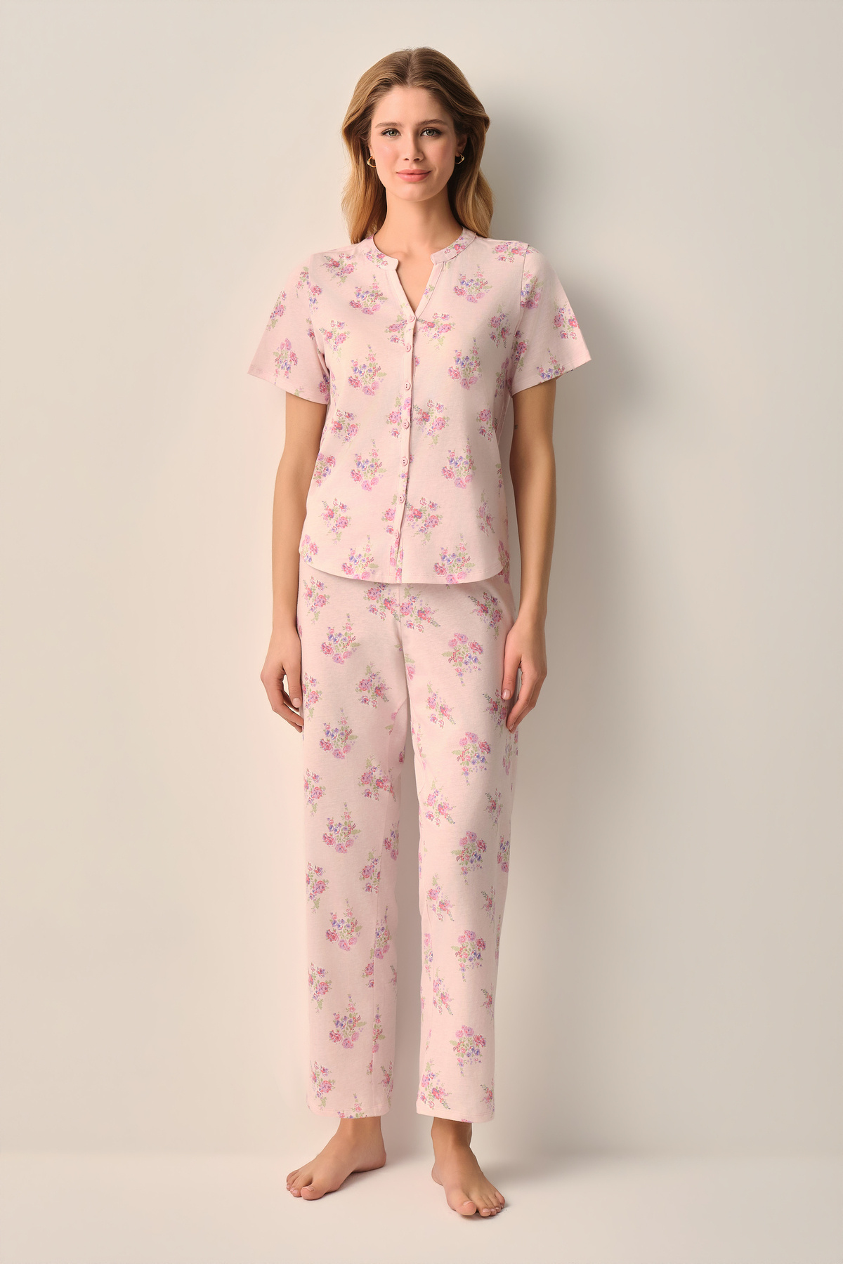 Suwen Alessi Cotton Shirt Collar Pajama Set