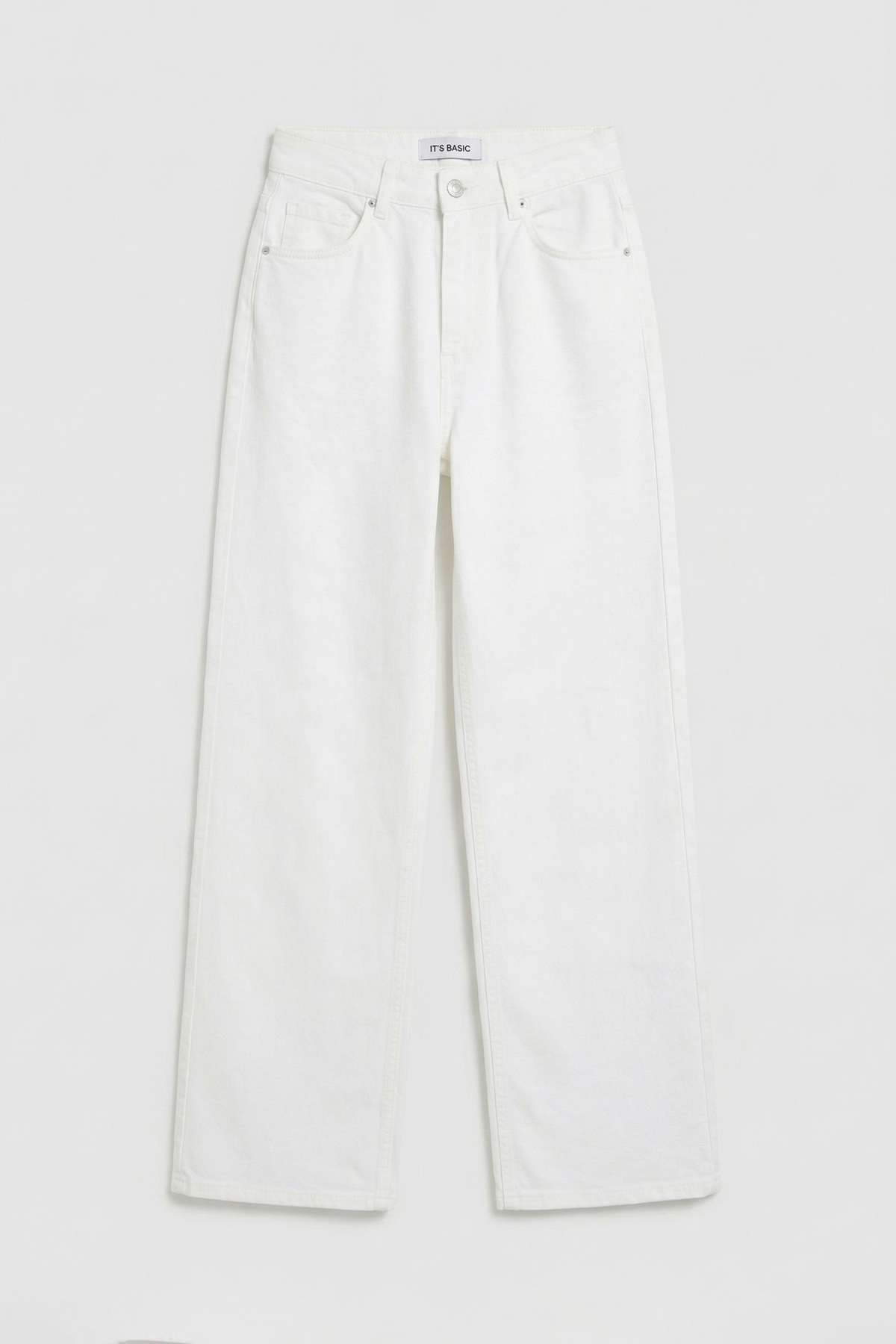 it's basic  Kadın Kırık Beyaz Doris 7s6-101 Straight Fit Yüksek Bel %100 Koton Denim Jean - Görsel 4