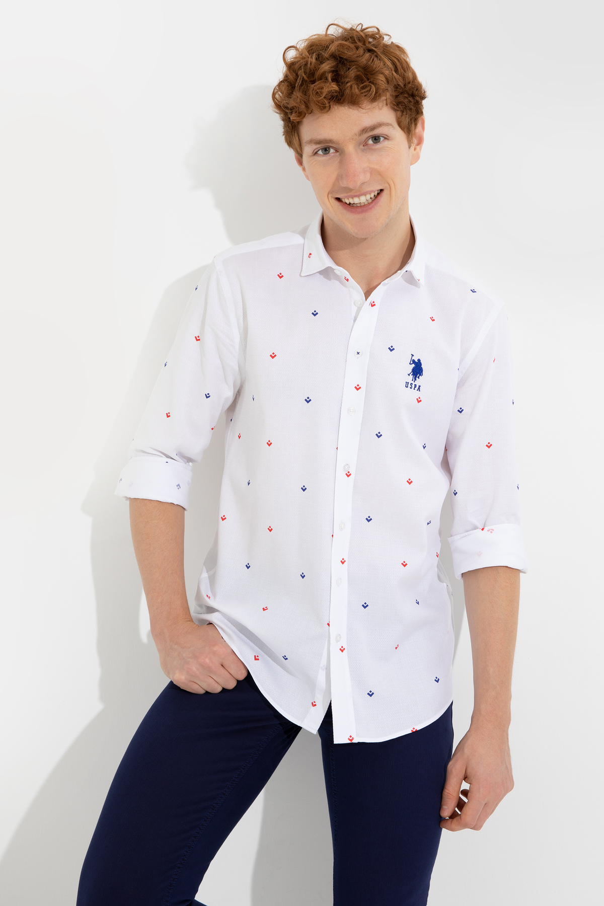 U.S. Polo Assn. Erkek Mavi Uzun Kollu Gömlek 50247750-VR212 — آبی