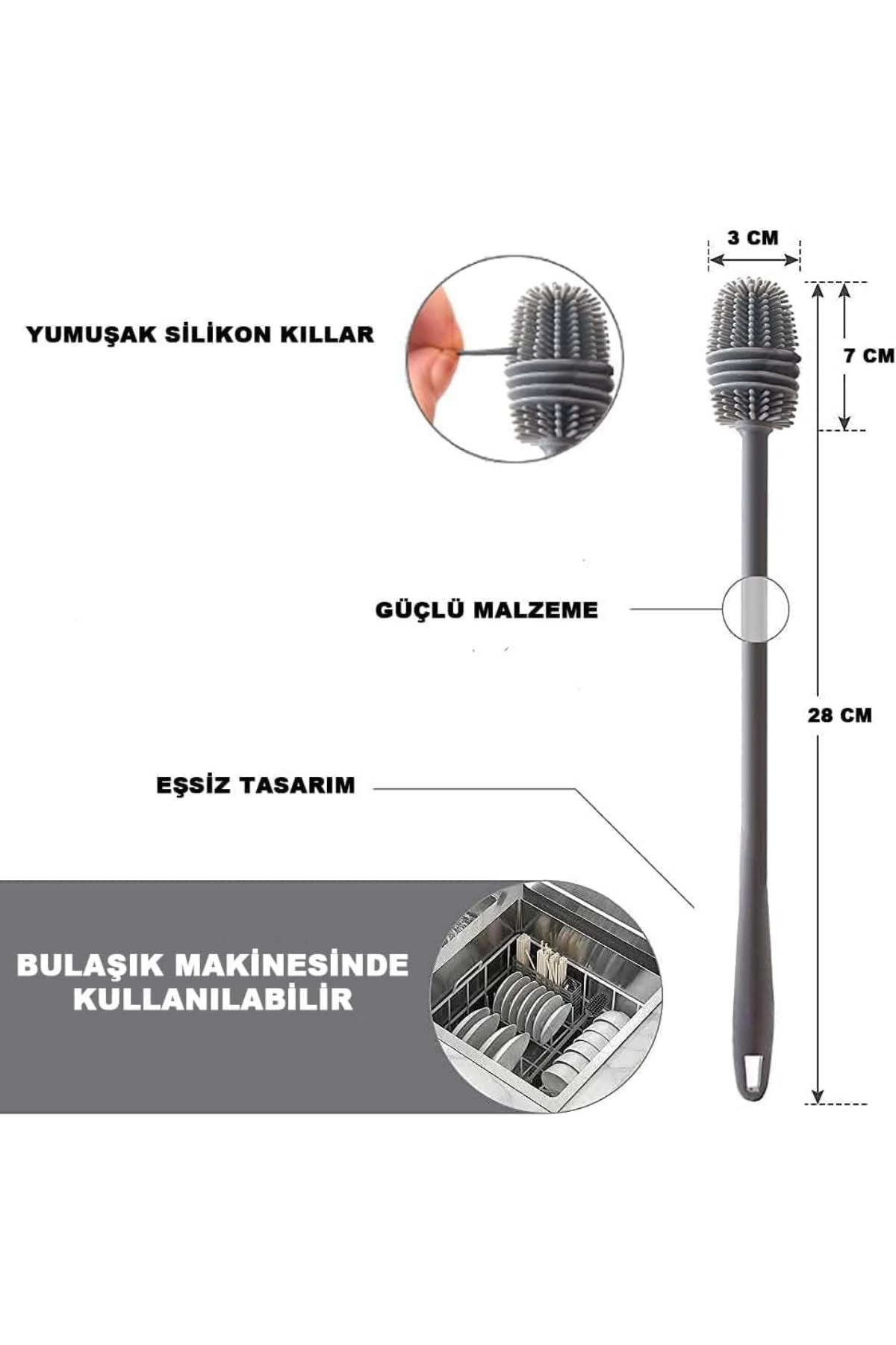 FORSEİ LUCA Biberon Temizleme Fırçası Silikon Süt Şişe Yıkama Fırçası Uzun Saplı fotoğrafı 3 (önizleme)