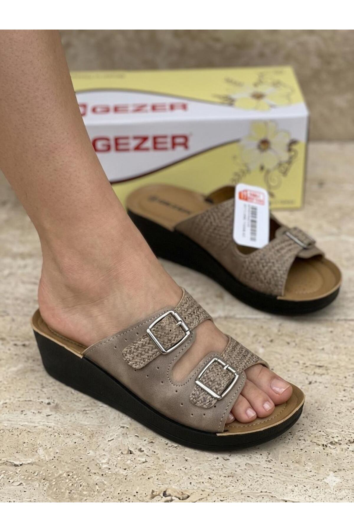 【Z23380】LOVE BRACE Gezer Vision Double Buckle Padded Sole Orthopedic Slippers- Trendyol