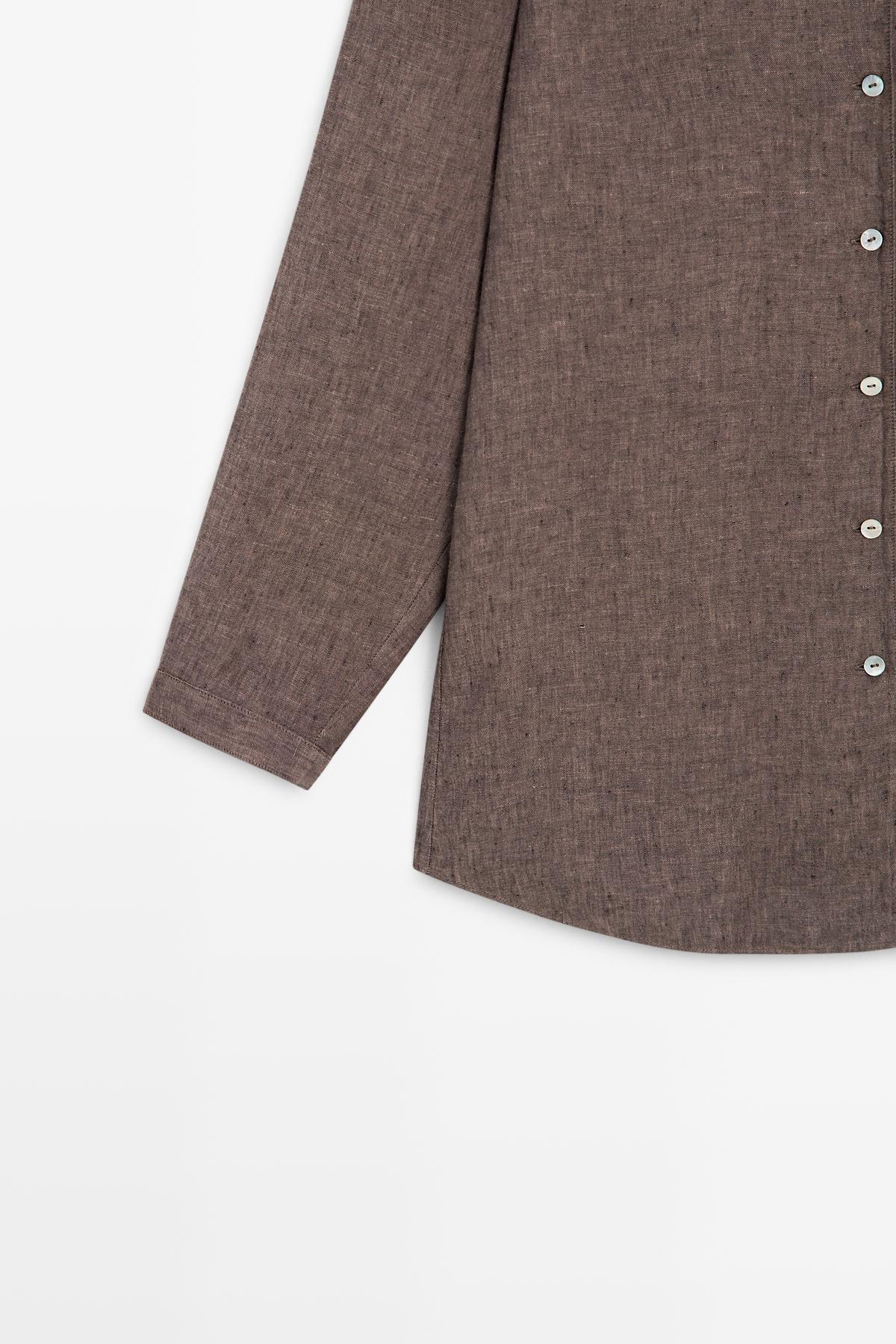 Massimo Dutti  %100 keten v yaka gömlek - Görsel 7