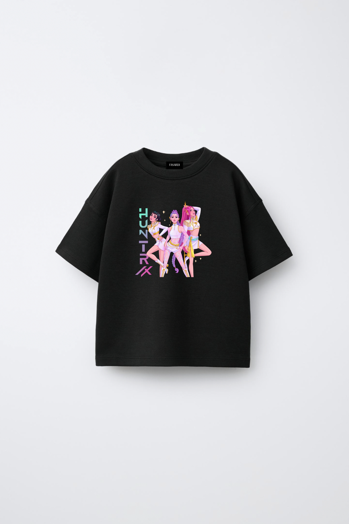 Kpop Demon Hunters Huntrix Zoey Rumi Mira Printed Oversize 100% Cotton Short Sleeve Girls T-Shirt